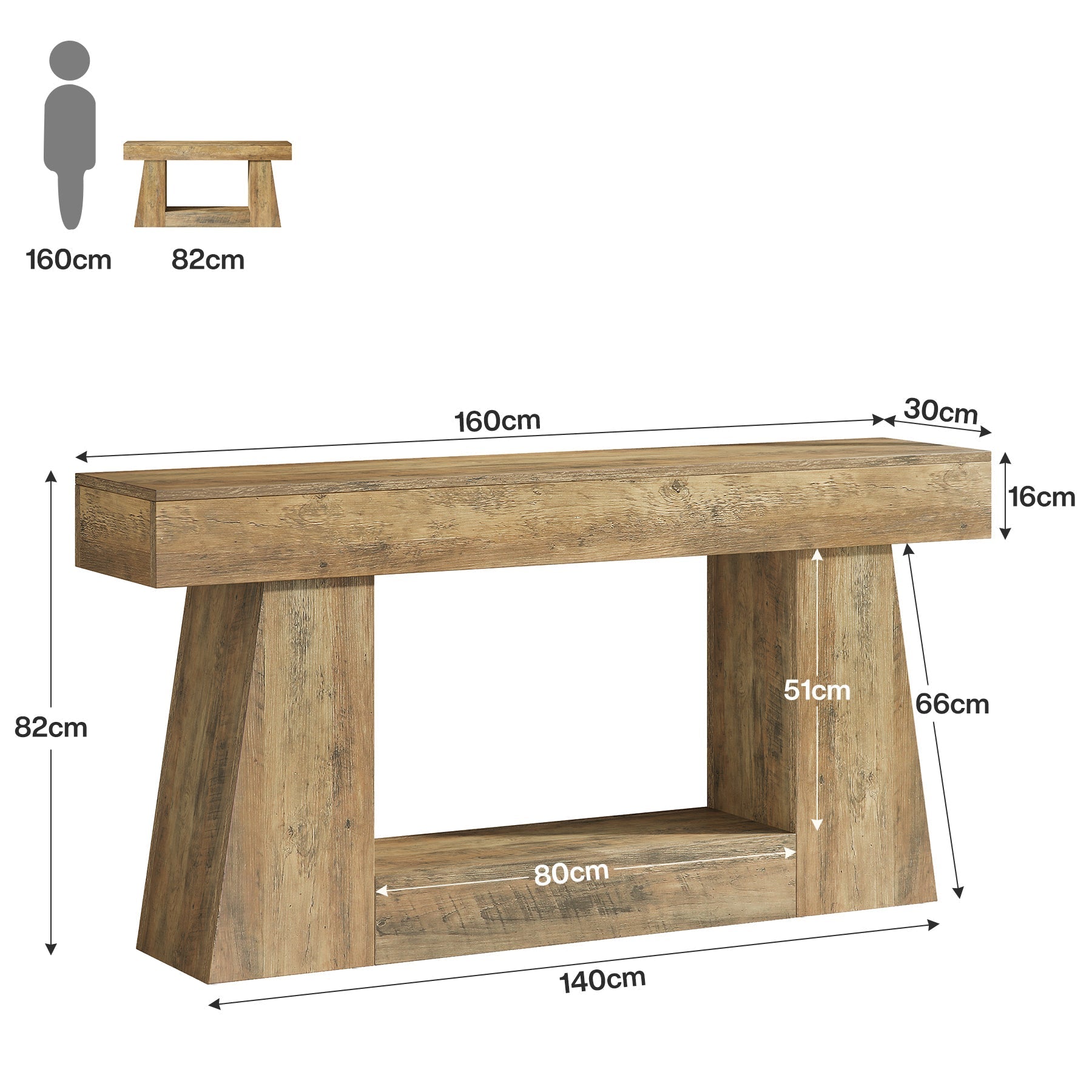 Tribesigns Consoletafel van 160 cm, Houten bijzettafel, Woonkamertafel