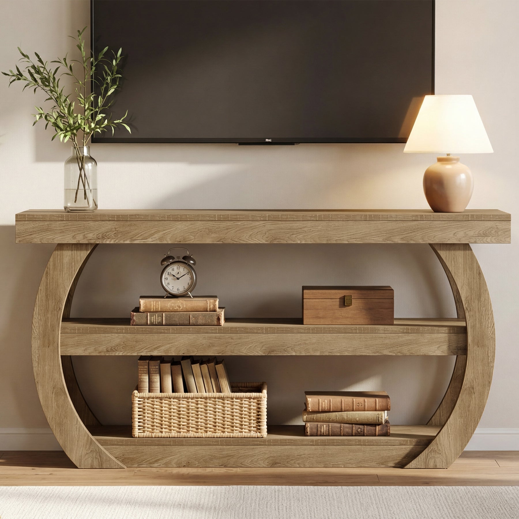 Tribesigns Meuble TV de 160 cm, meuble télévision rustique pour TV jusqu’à 75 pouces