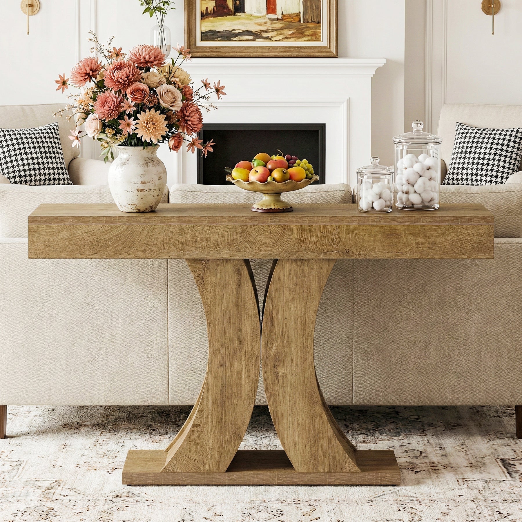 Tribesigns Console 150 cm, Table d'entrée étroite en bois pour salon