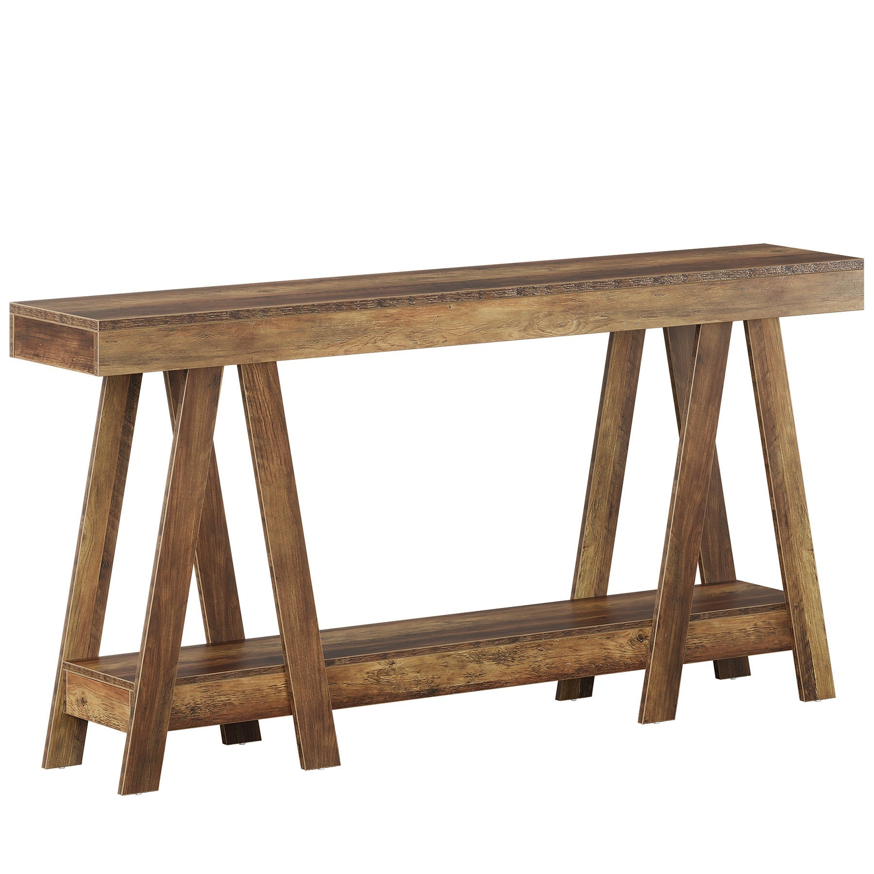 Tribesigns 180 cm Landelijke Consolle Tafel, Smalle Haltafel met 2 Niveaus