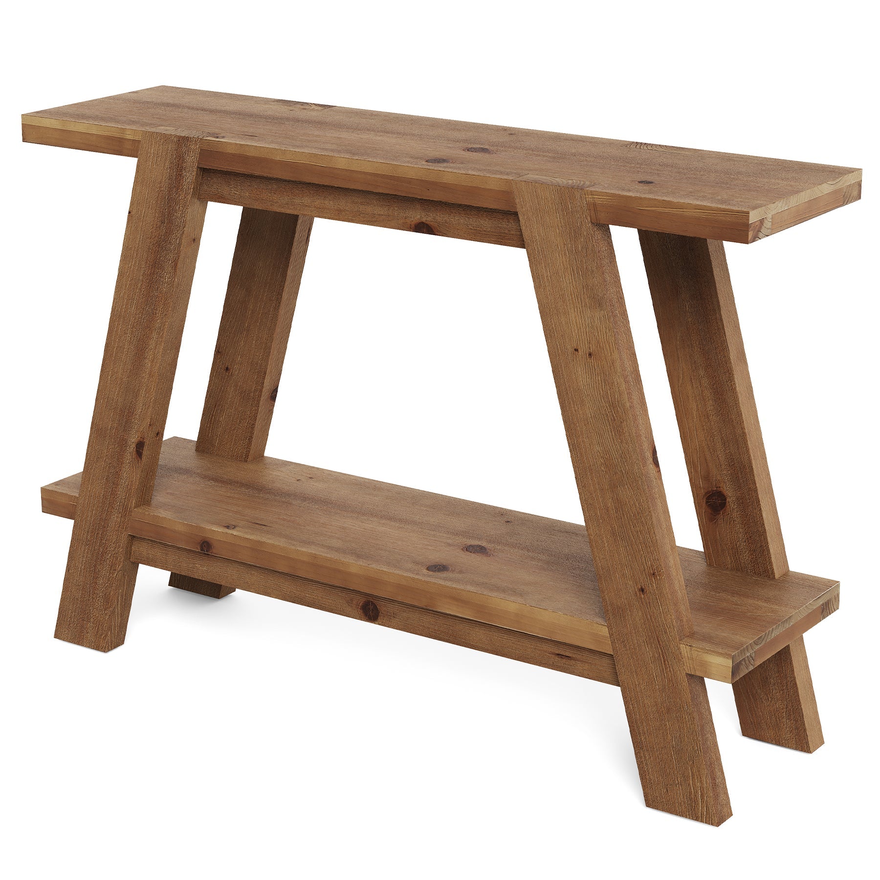Tribesigns Console étroite en bois massif de 110 cm de long, Style campagnard Table basse avec 2 étagères