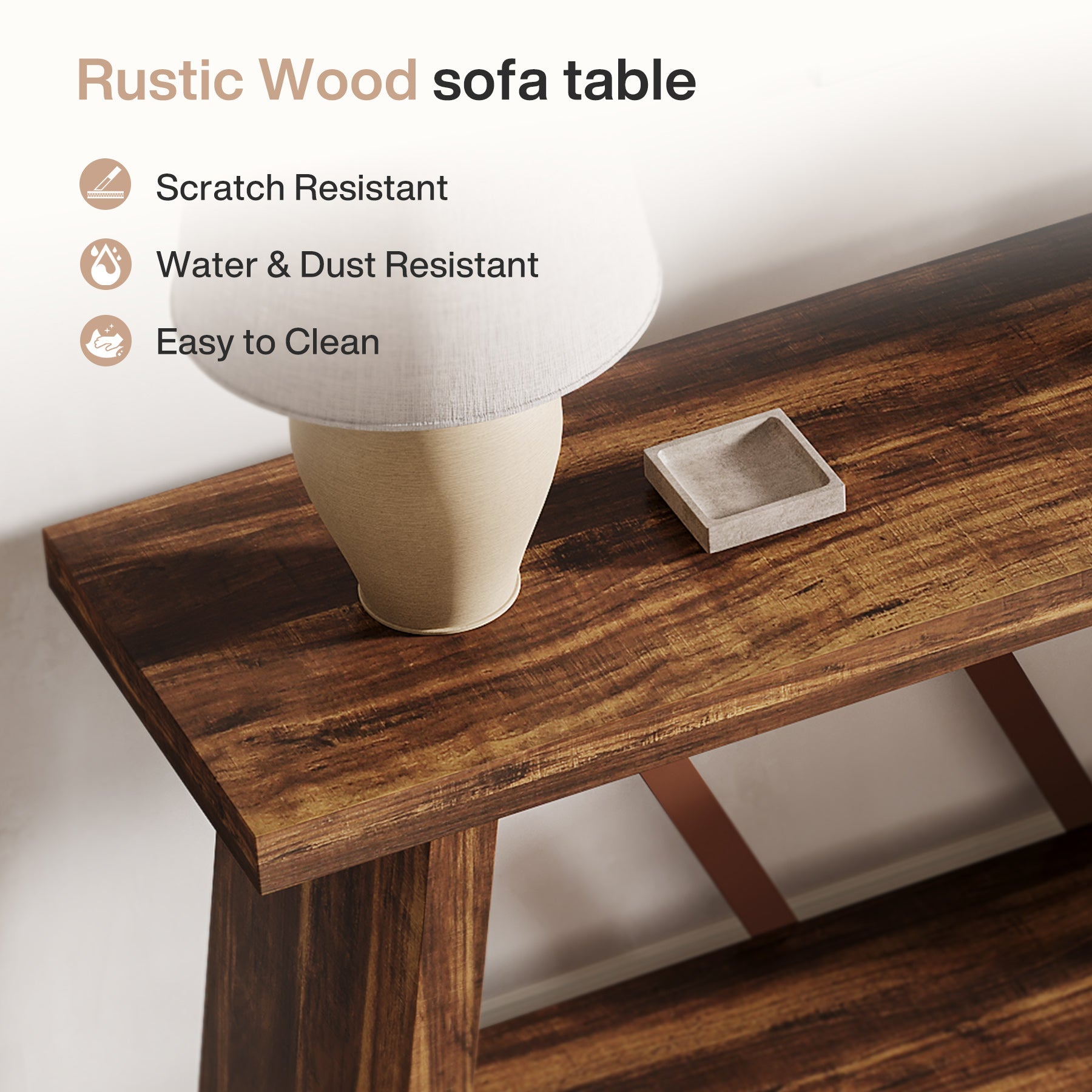 Tribesigns Console longue de 180 cm en bois à 2 niveaux avec rangement