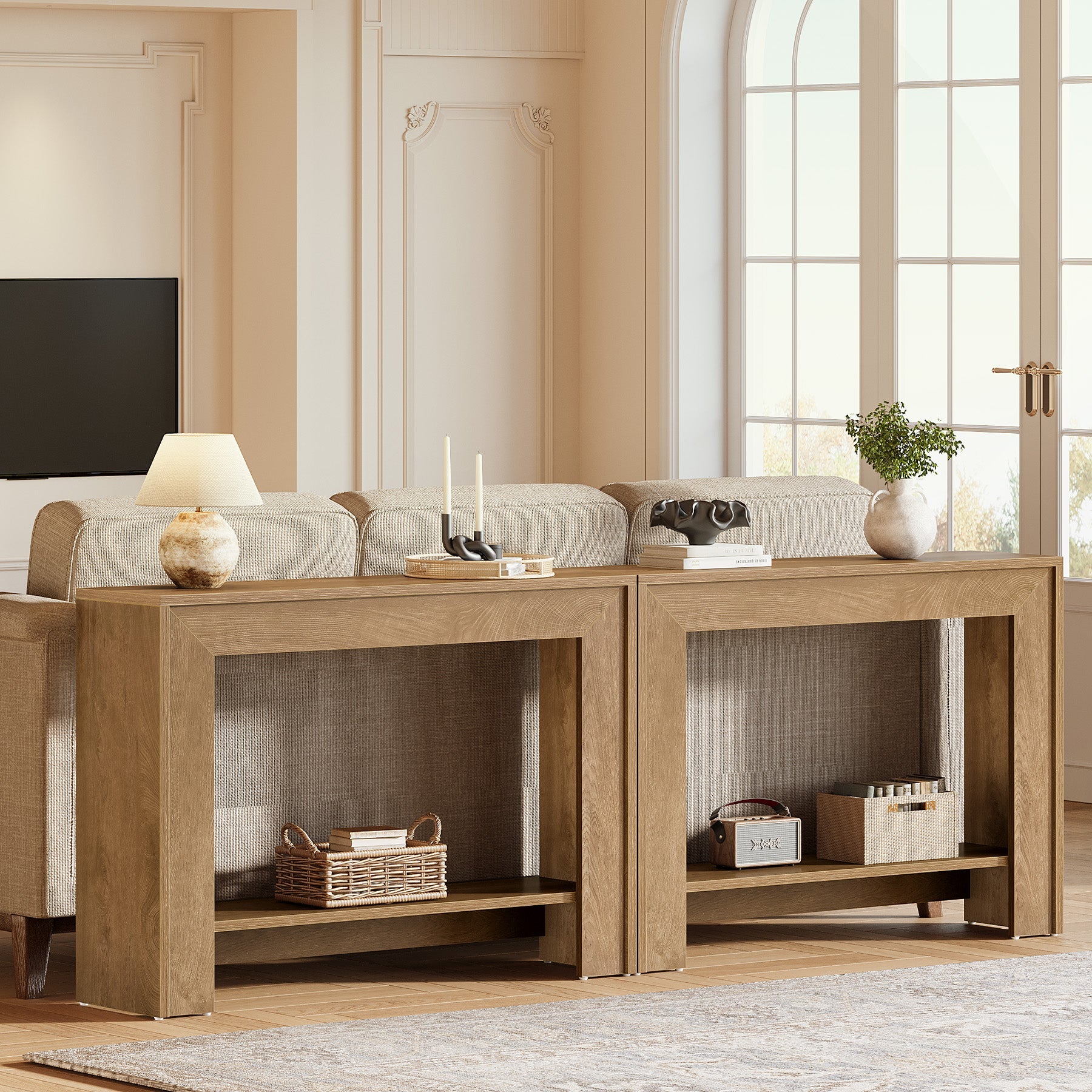 Tribesigns Console Étroite de 105 cm avec Rangements Ouverts, Idéale pour Entrée et Salon