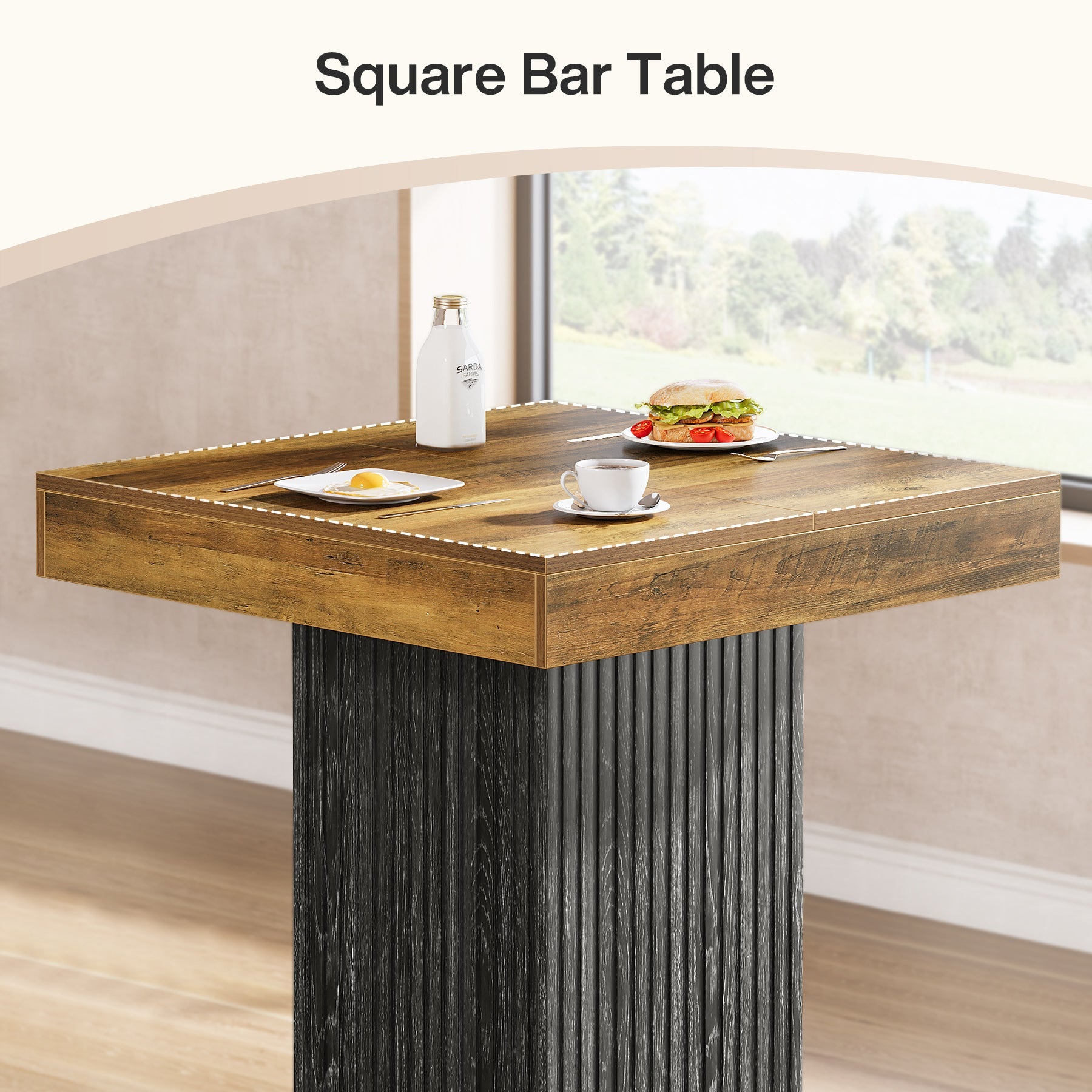 Tribesigns Table de Bar Carrée de 80 cm, Table de Pub Style Industriel pour Cuisine