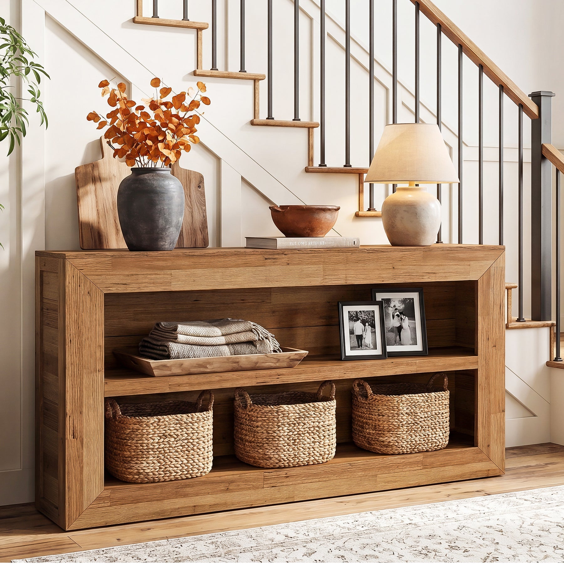 Tribesigns Console de 160 cm, Table de Canapé avec Rangement Ouvert à 2 Niveaux