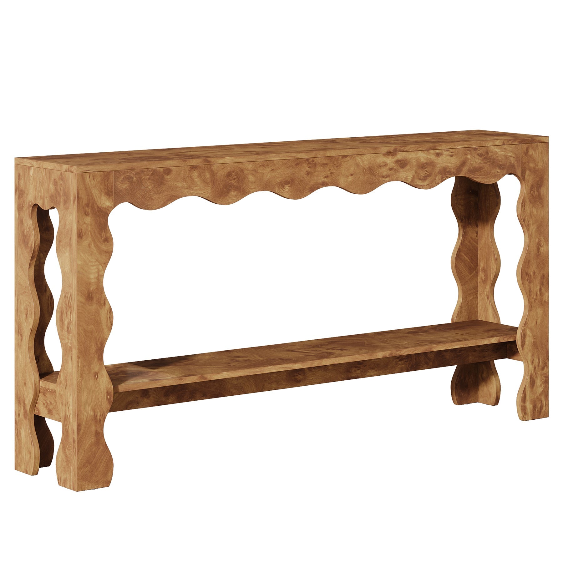 Tribesigns Consoletafel 160 cm, smalle 2-laags haltafel met geschulpte poten