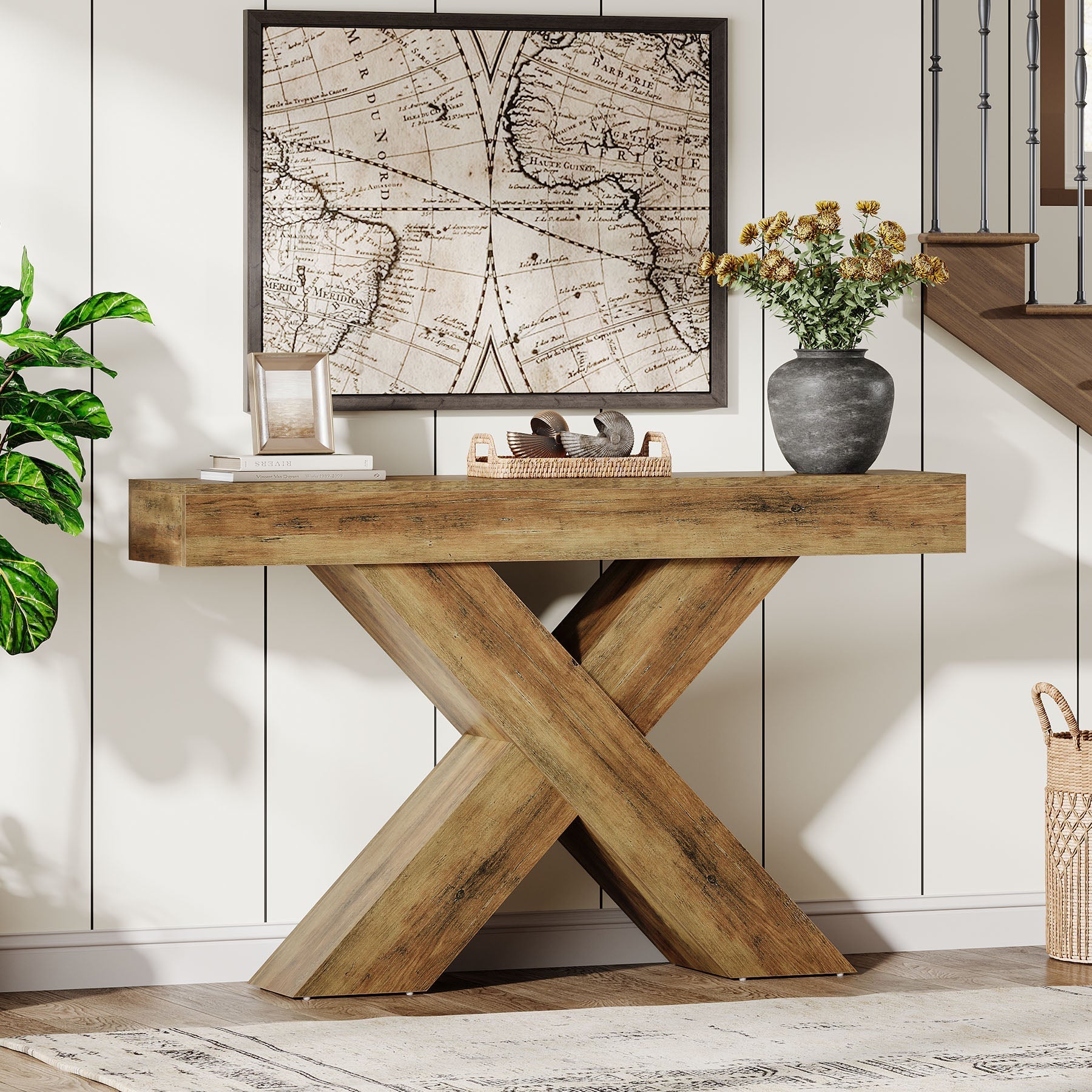 Tribesigns Console van 140 cm, Houten bijzettafel met uniek design