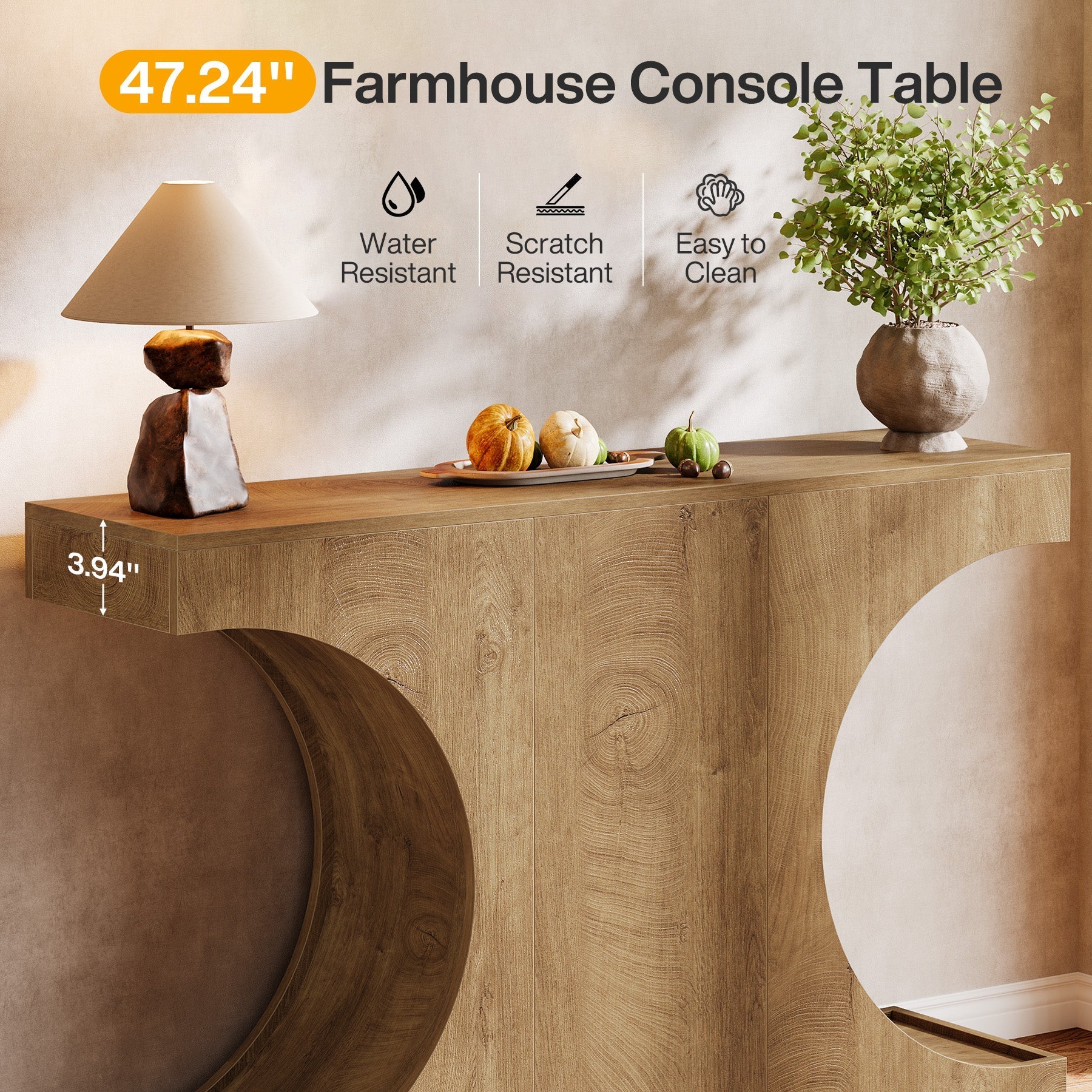 Tribesigns Console étroite de 105 cm de style campagnard, Table d'entrée avec piètement en C