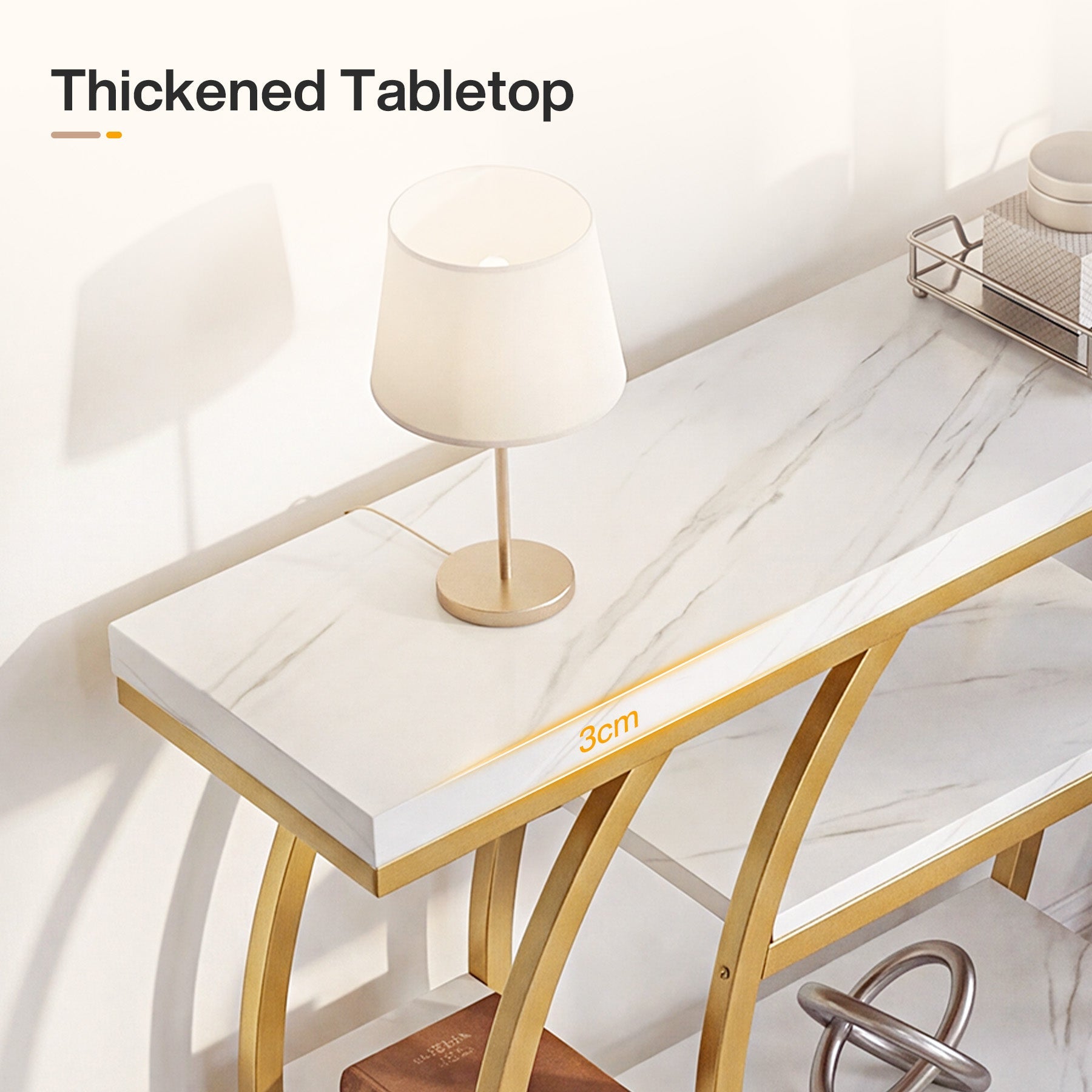 Tribesigns Console 105 cm, Table d’Entrée Étroite à 5 Niveaux avec Plateau Effet Marbre