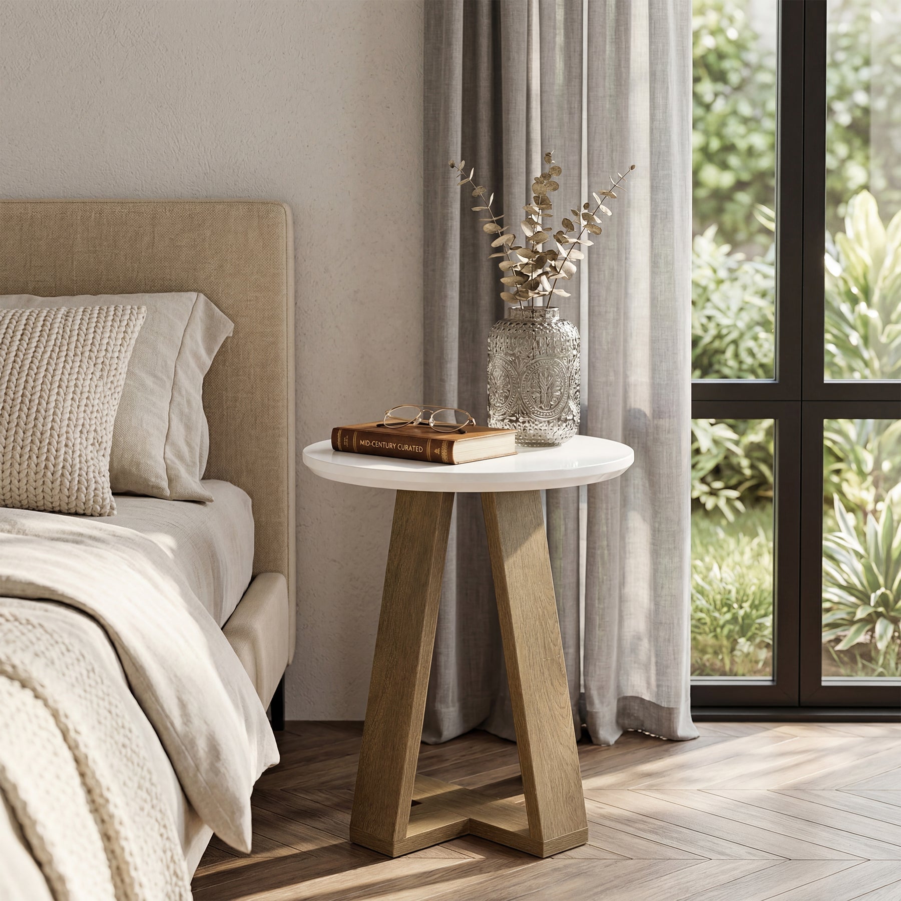 Tribesigns Table d’appoint ronde de 50 cm, table d’appoint moderne pour salon