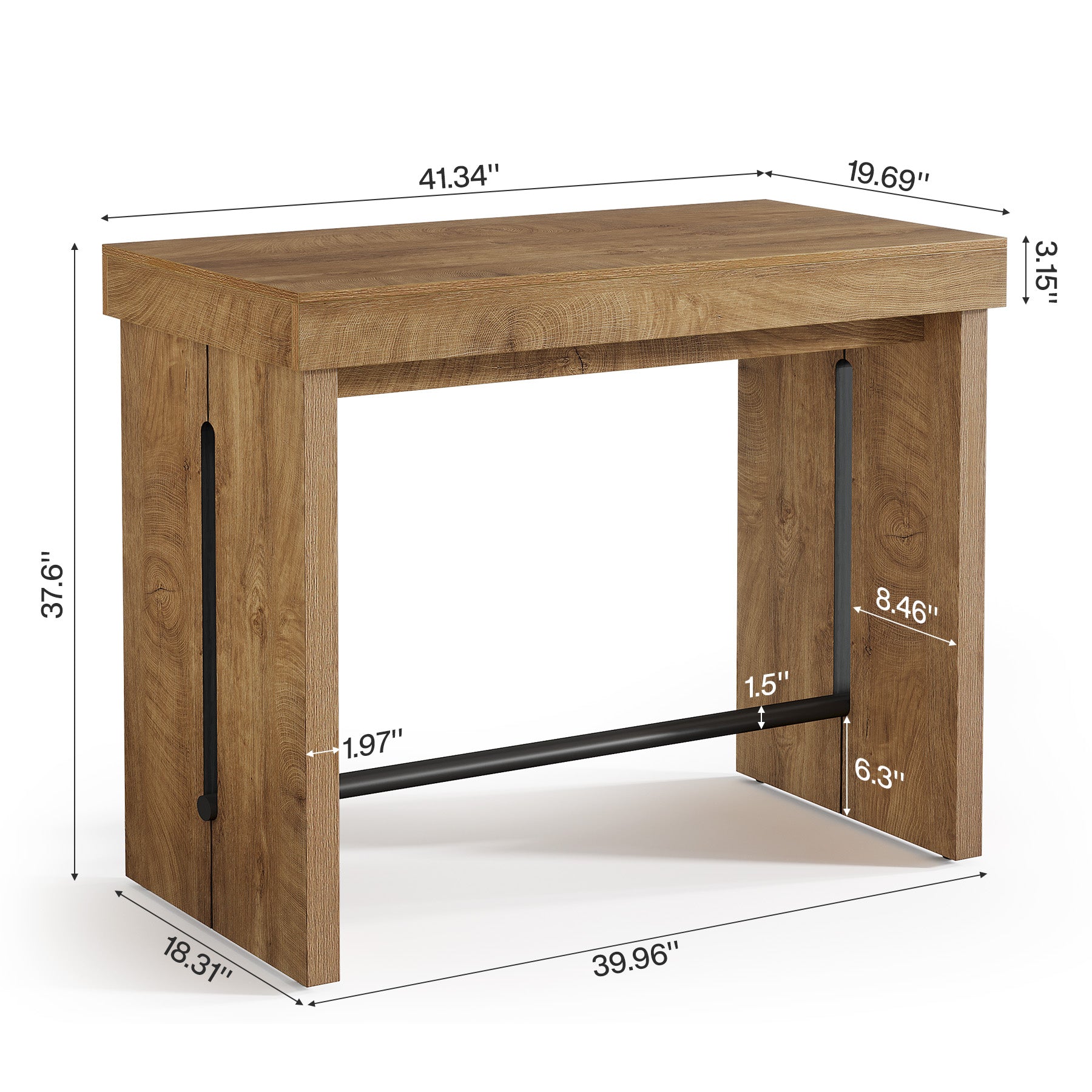 Tribesigns Table de bar hauteur 104,9 cm, table de pub haute rectangulaire pour bistrot