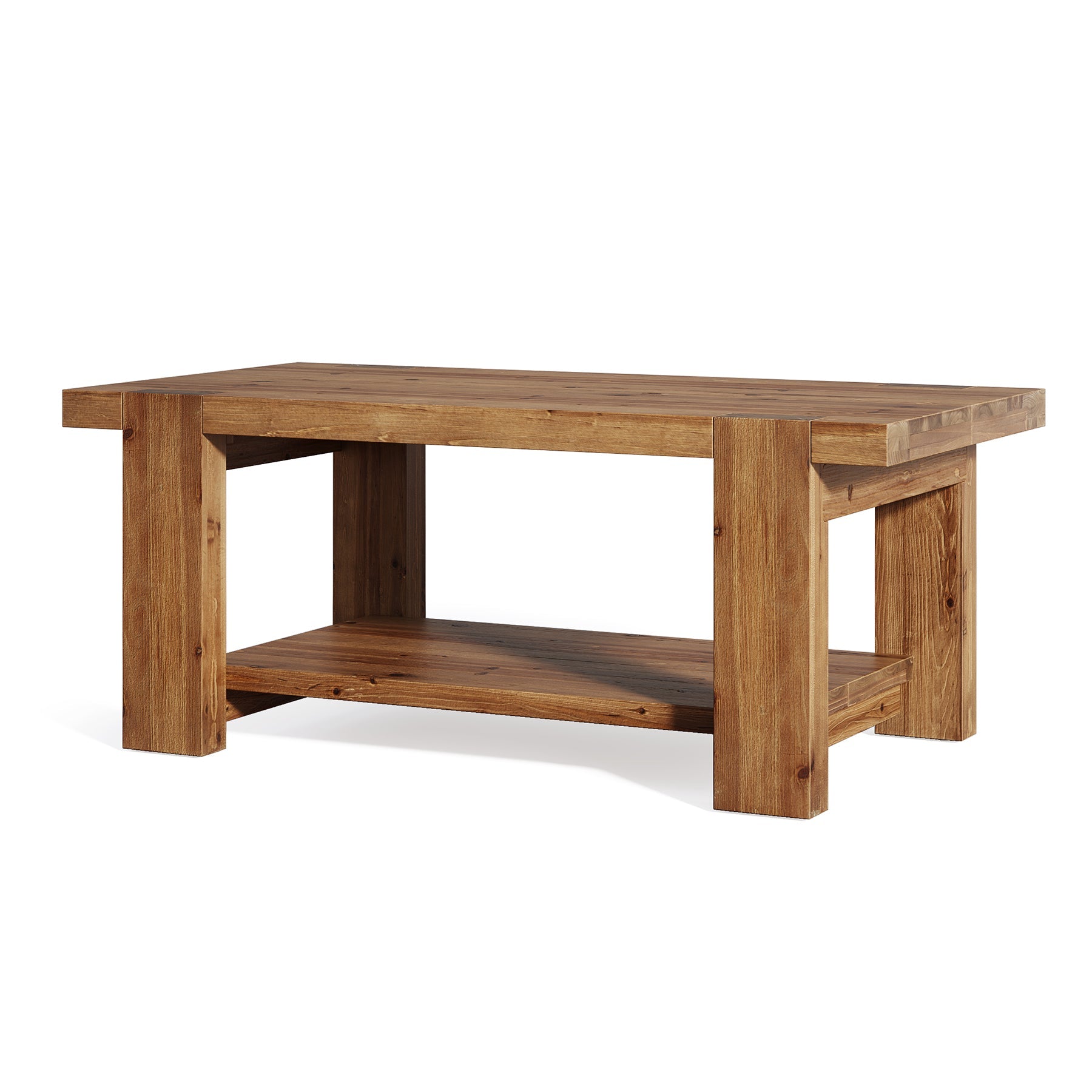 Tribesigns Table Basse Rectangulaire en Bois Massif de 120 cm avec Étagère