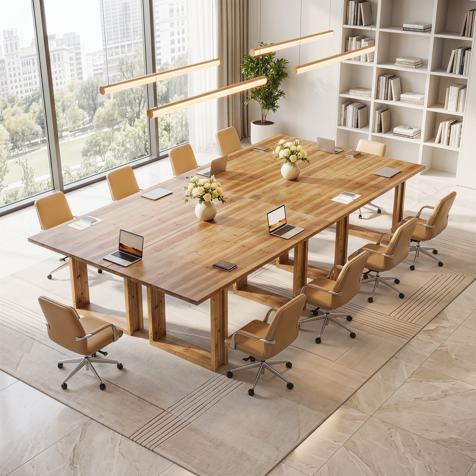 Bureau en bois massif de 160 cm, Grande table de bureau à domicile en bois de sapin Bureau de direction de style champêtre