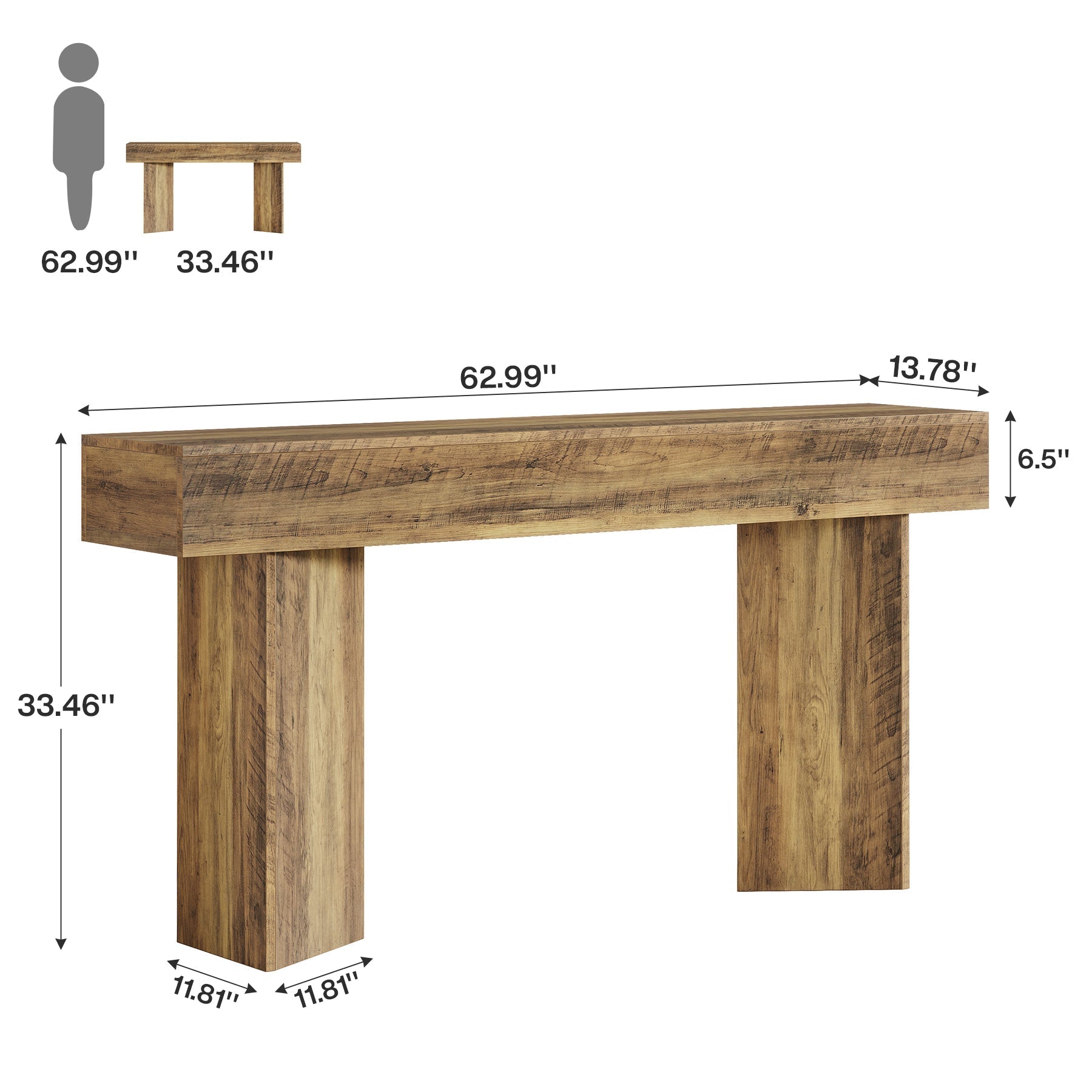 Tribesigns Console longue de 160 cm, Table d'appoint étroite derrière le canapé