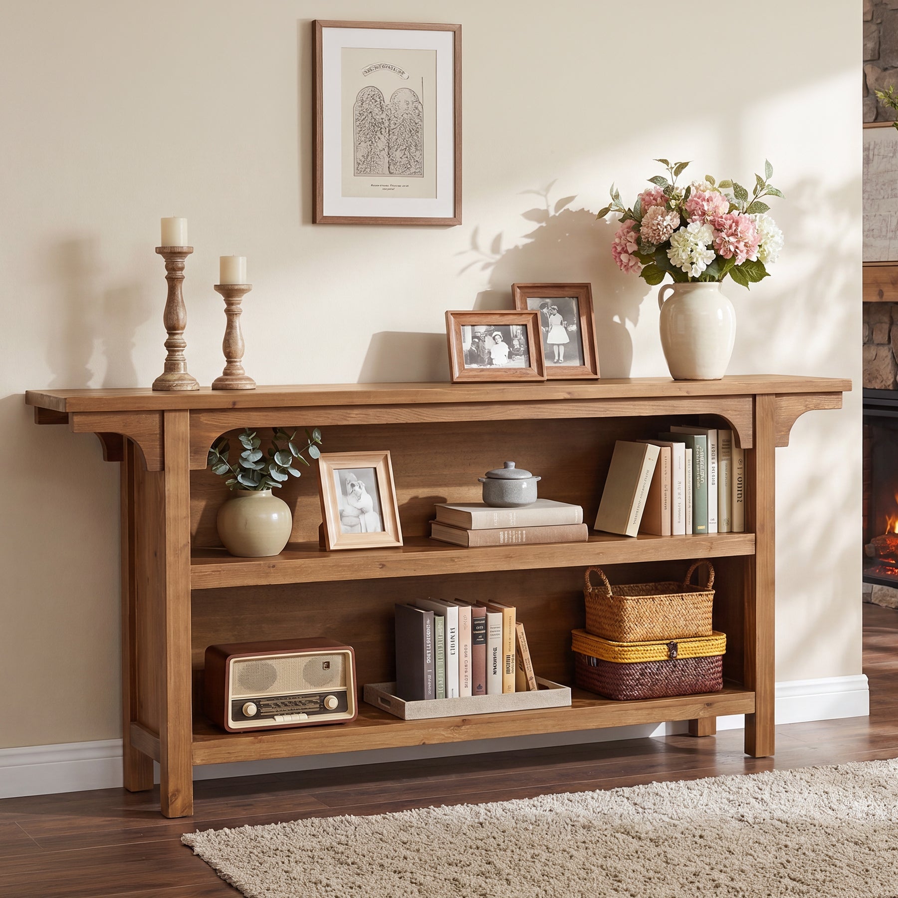 Tribesigns Console 160 cm, Table Étroite à 3 Niveaux avec Étagères pour Entrée