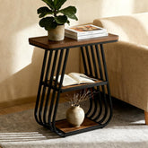 Tribesigns Table d'appoint de 60 cm pour salon, Table étroite à 3 niveaux avec étagère de rangement 3