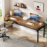 Tribesigns Bureau ordinateur extra-long, Bureau pour travail avec 2 tiroirs Bureau pour deux 3