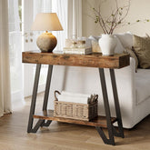 Tribesigns Industriële rustieke consoletafel, 2-laags planken met metalen frame voor entree en woonkamer 3