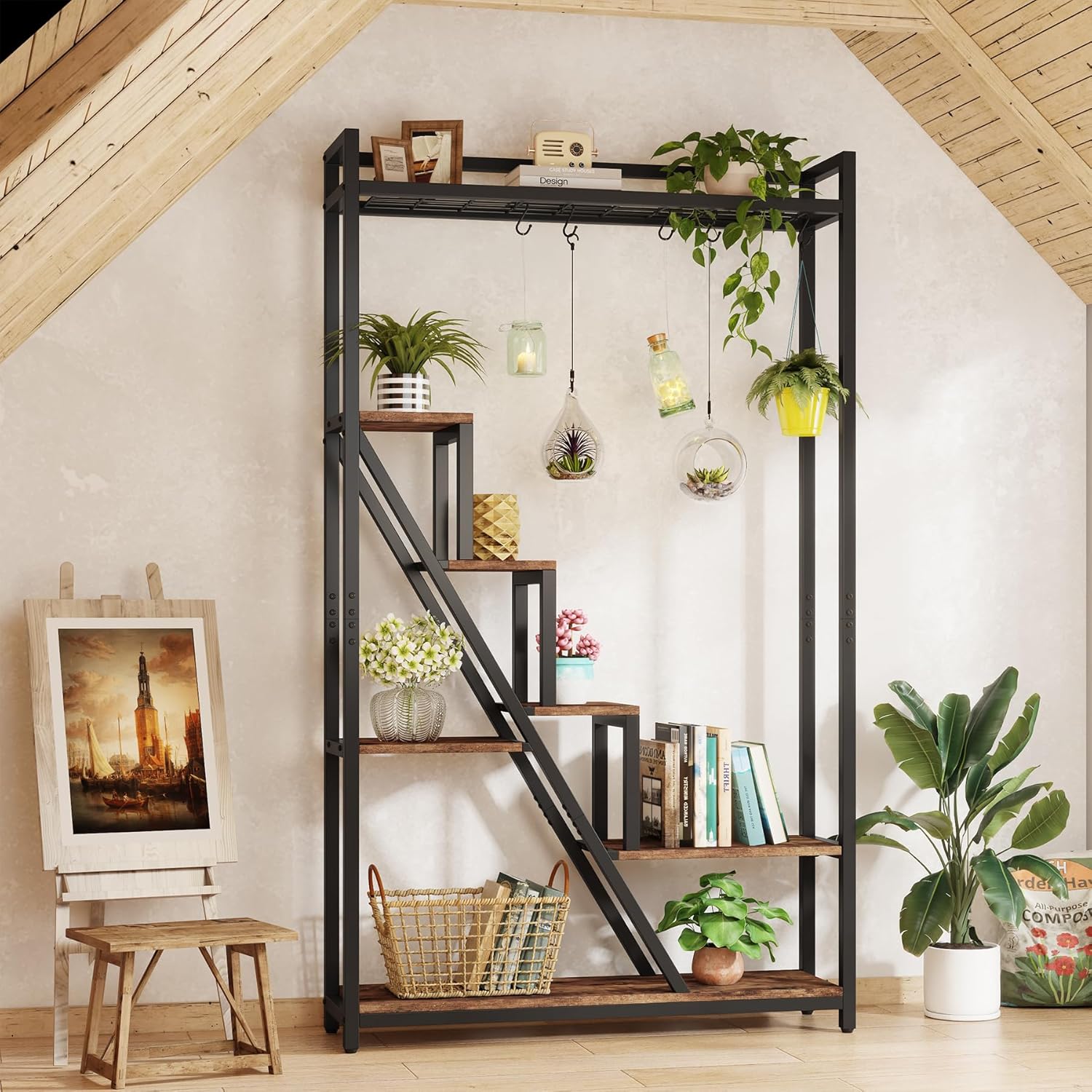 Tribesigns 7-Tier plantenstandaard voor binnen, grote metalen plank van 180 cm