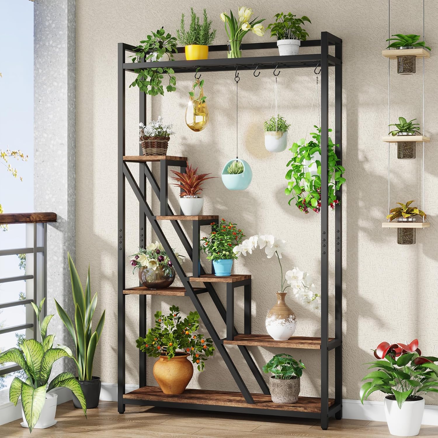Tribesigns 7-Tier plantenstandaard voor binnen, grote metalen plank van 180 cm