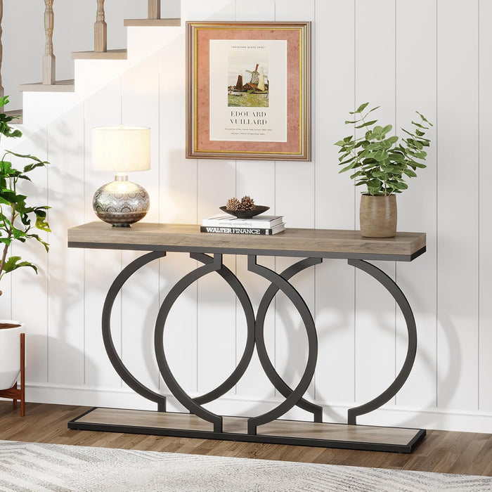 Tribesigns Gouden Consolle tafel 140 cm, Moderne haltafel voor de entree