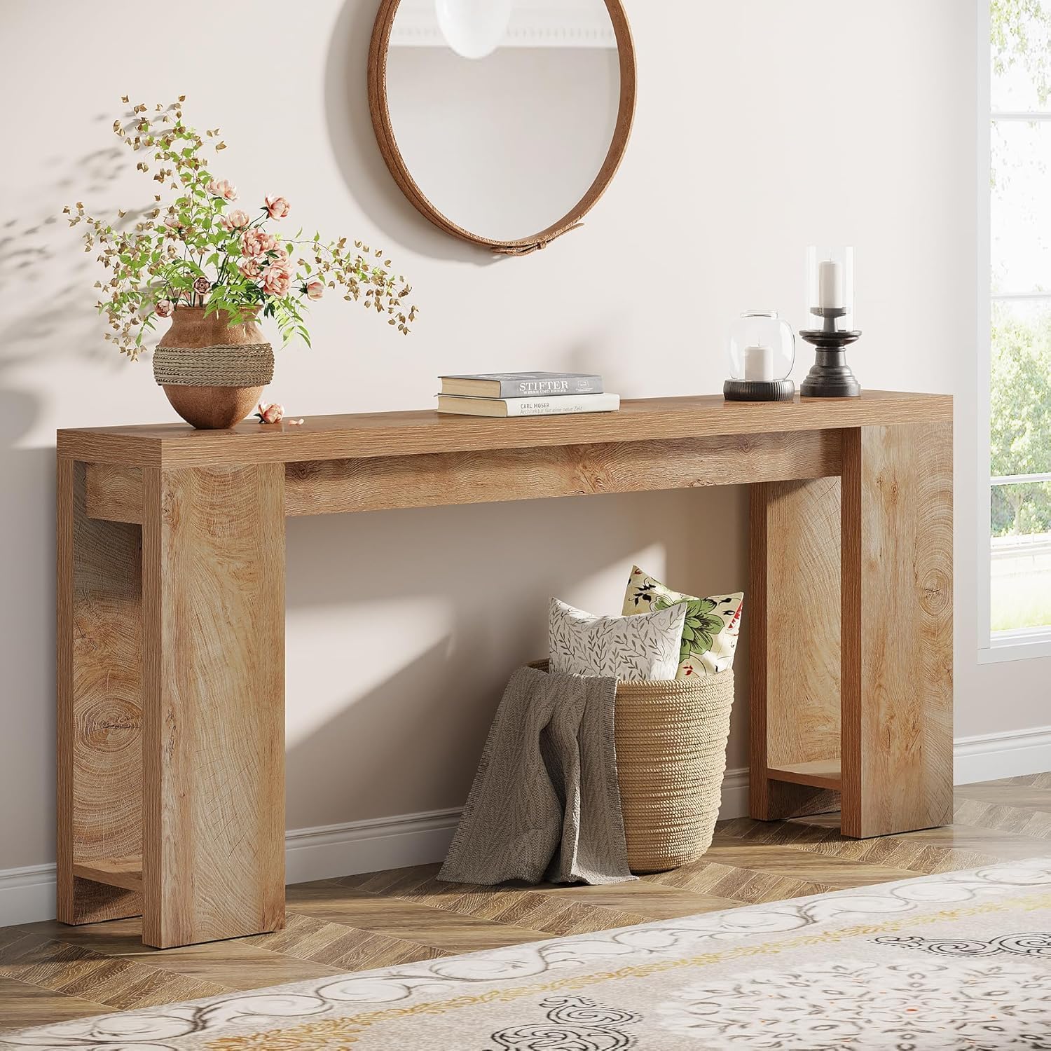 Tribesigns Console 160 cm, Boerenstijl Sofa Tafeltje Hal Bijzettafeltje