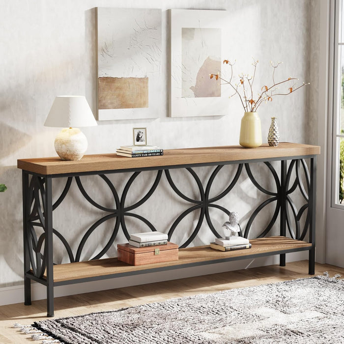 Tribesigns 2-Tier 160 cm Consoletafel, Industriële Sofa Tafel Achter de Bank