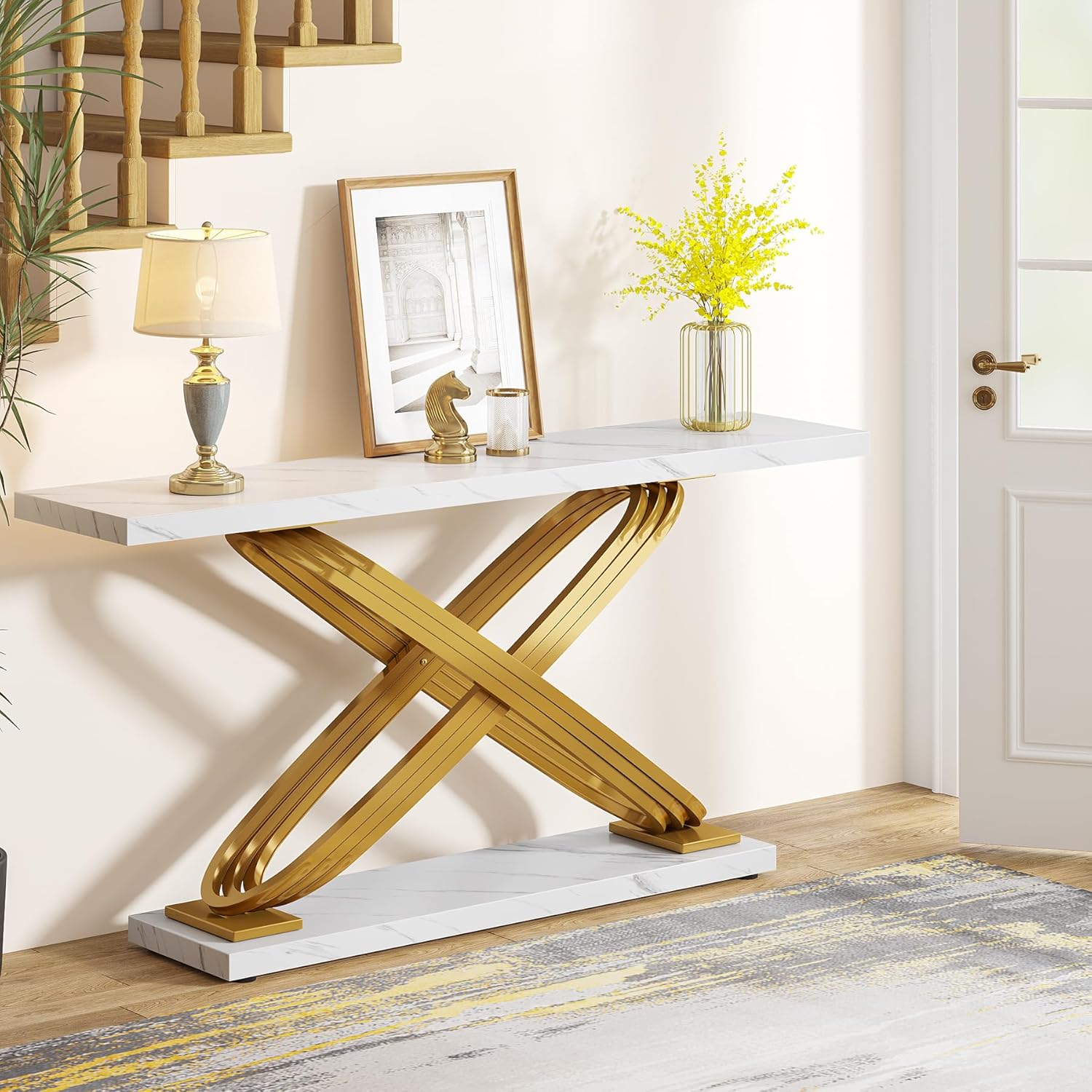 Tribesigns Console, Moderne 140 cm Marmeren Entreetable