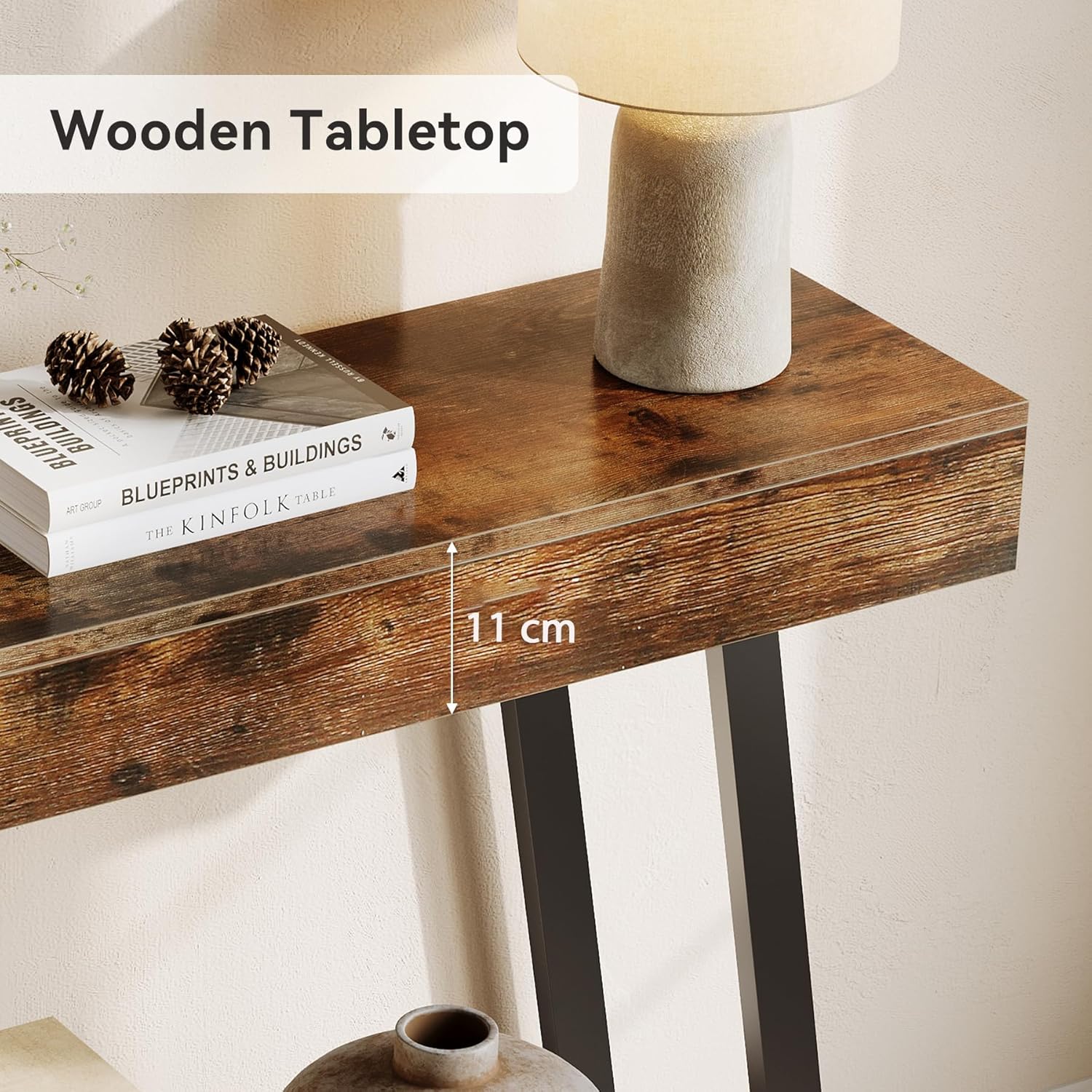 Tribesigns Console de style industriel rustique, Étagère à deux niveaux avec structure métallique pour entrée et salon