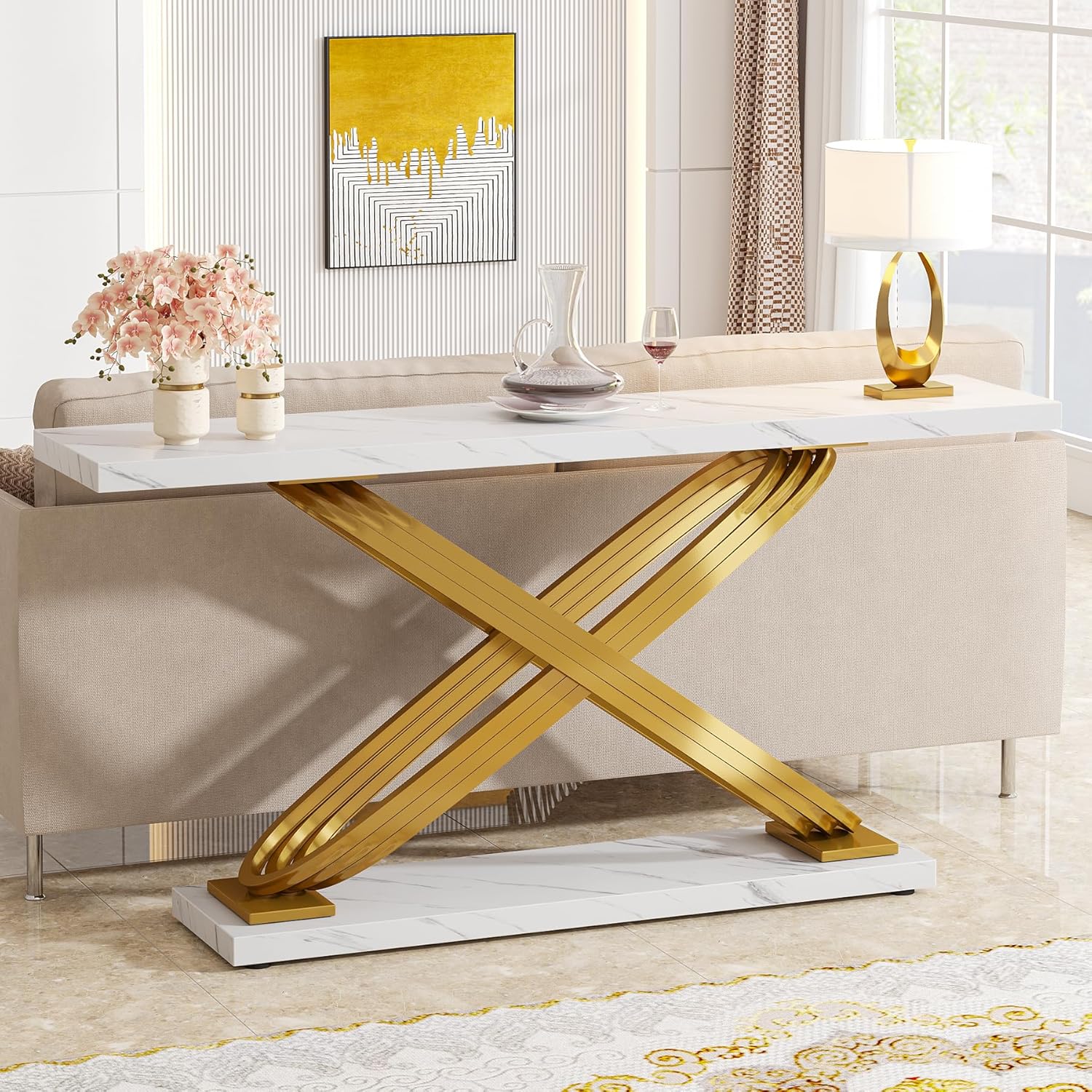 Tribesigns Console, Moderne 140 cm Marmeren Entreetable