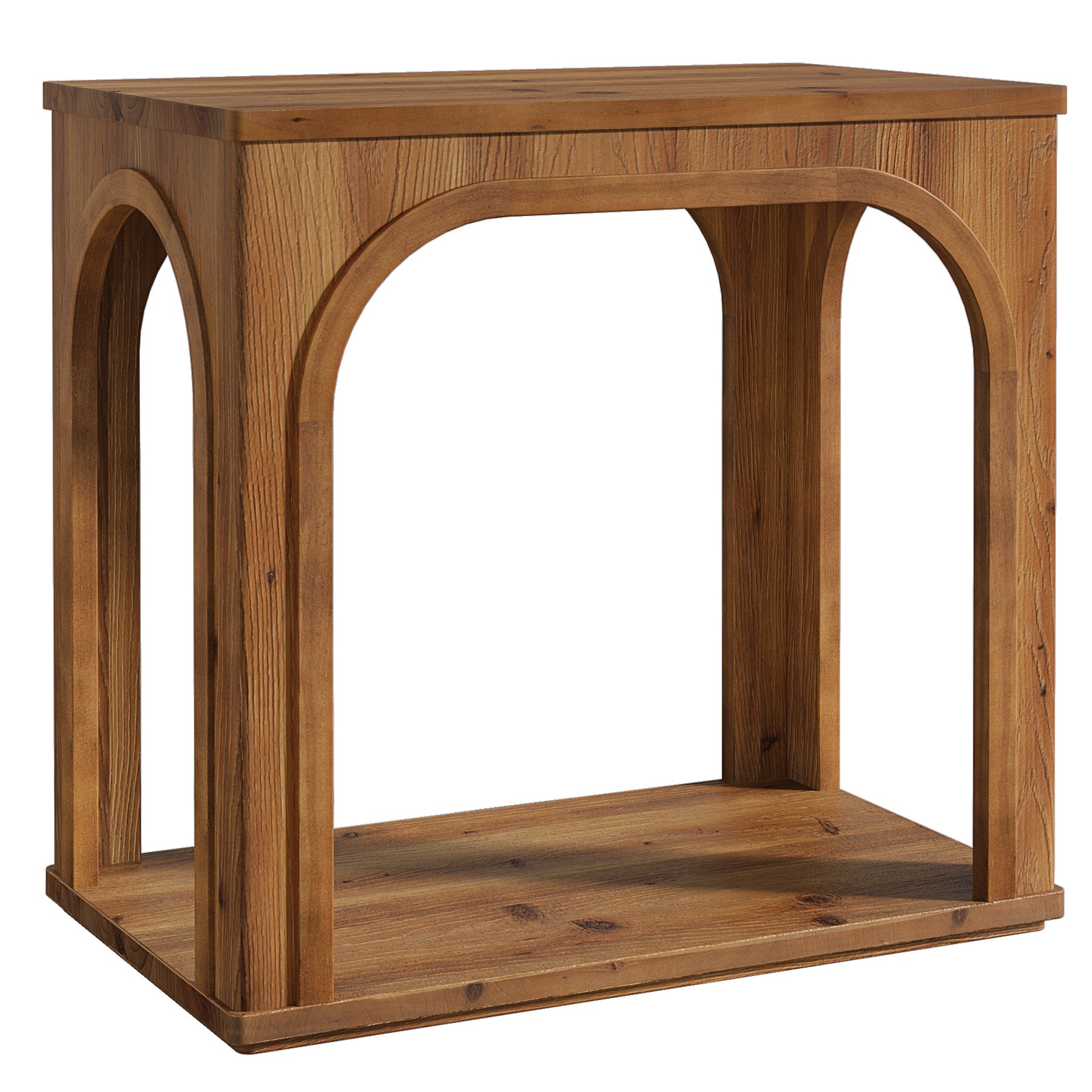 Tribesigns Table d’Appoint Rustique en Bois Massif 64 cm à 2 Niveaux