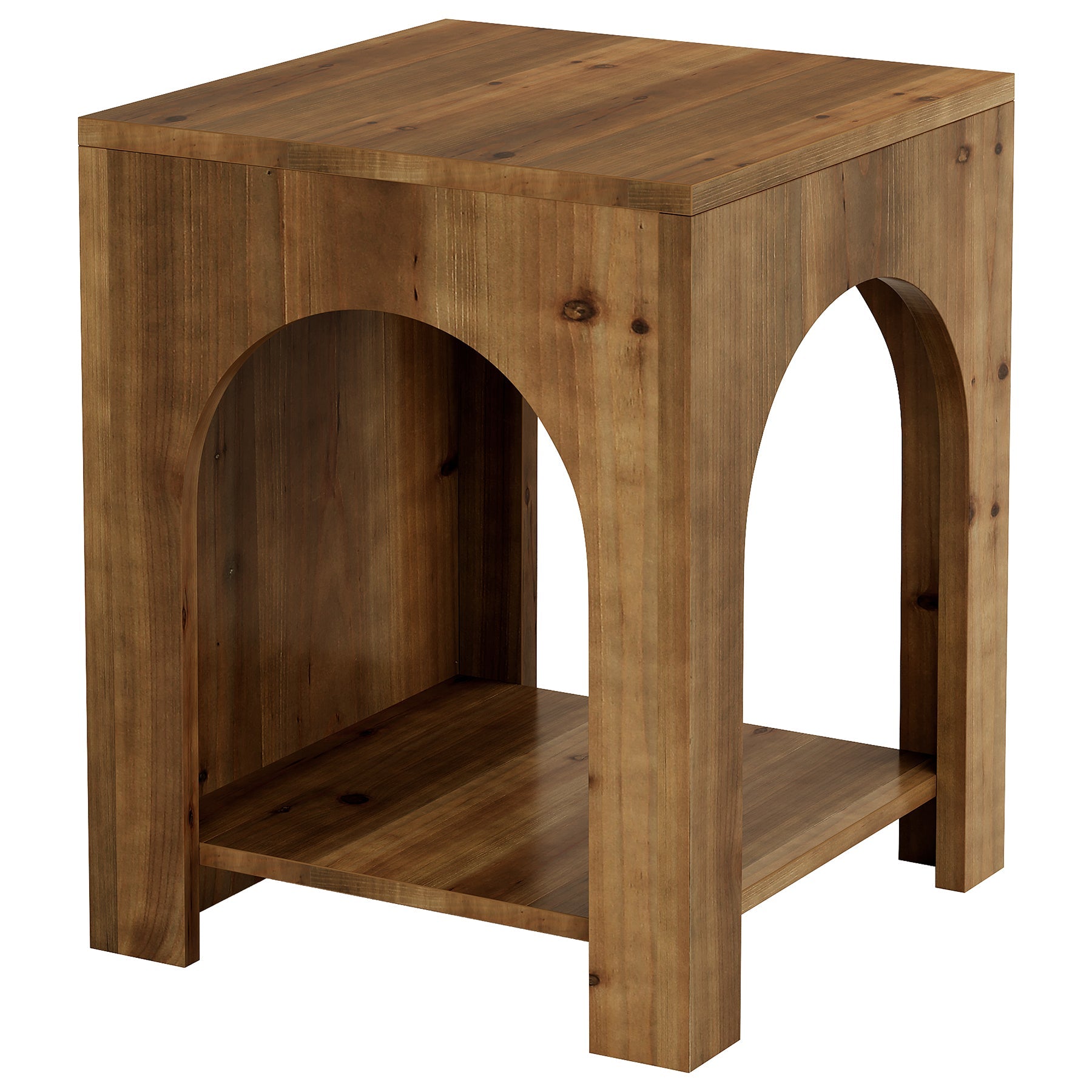 Tribesigns Table d’Appoint Country en Bois Massif à 2 Niveaux pour Salon