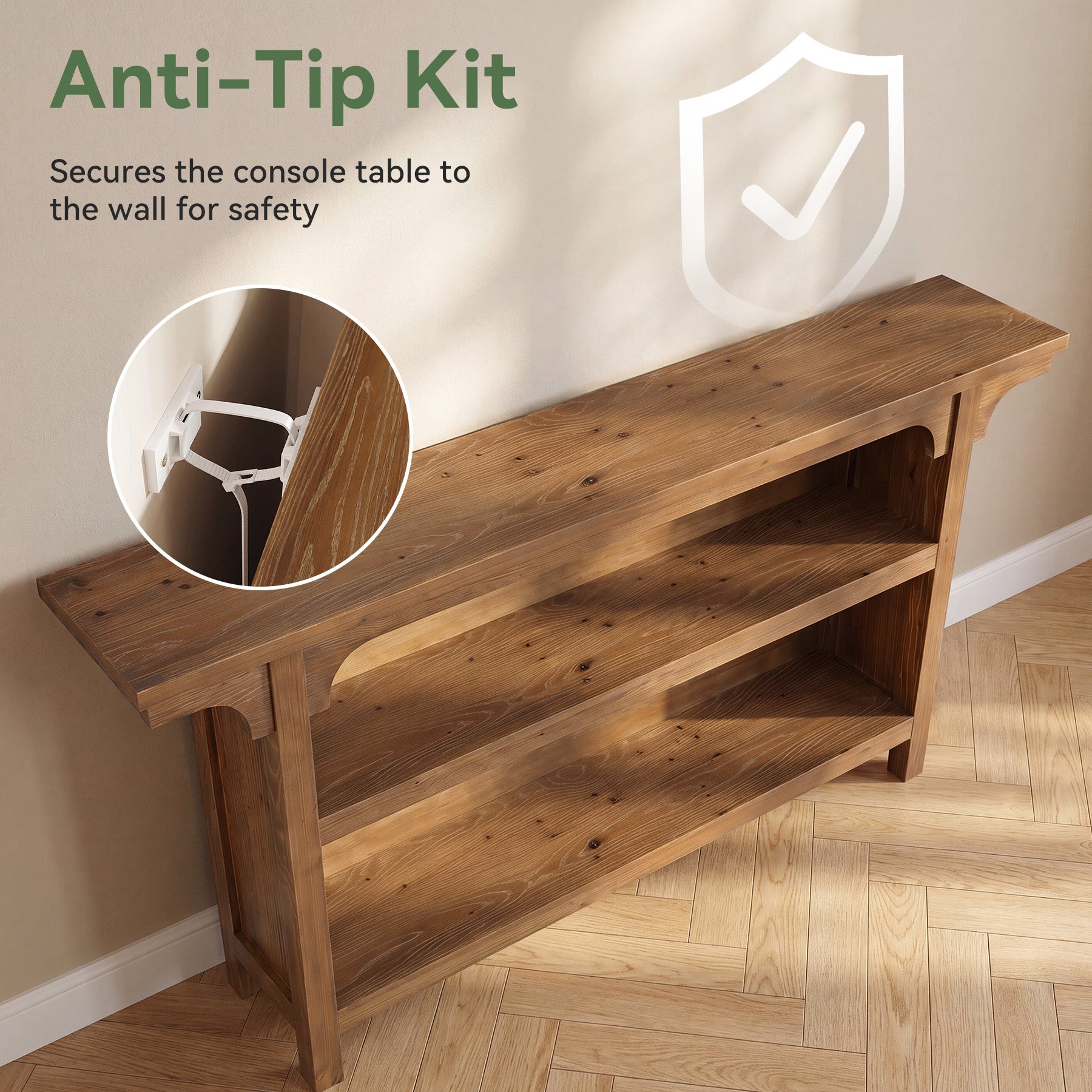 Tribesigns Console 160 cm, Table Étroite à 3 Niveaux avec Étagères pour Entrée