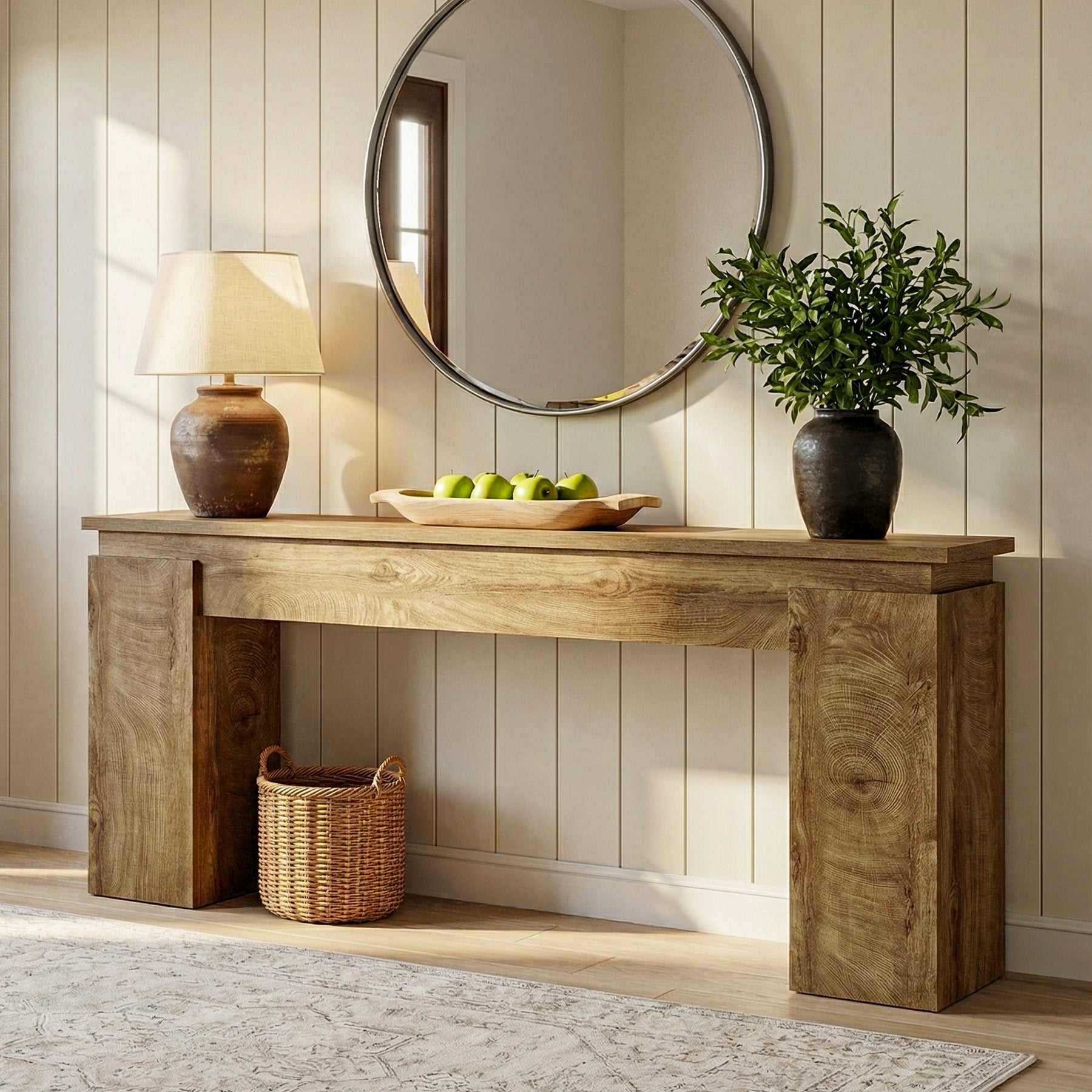 Tribesigns Smalle Console (160 cm), Haltafel of Banktafel in Boerenstijl met Opbergrek