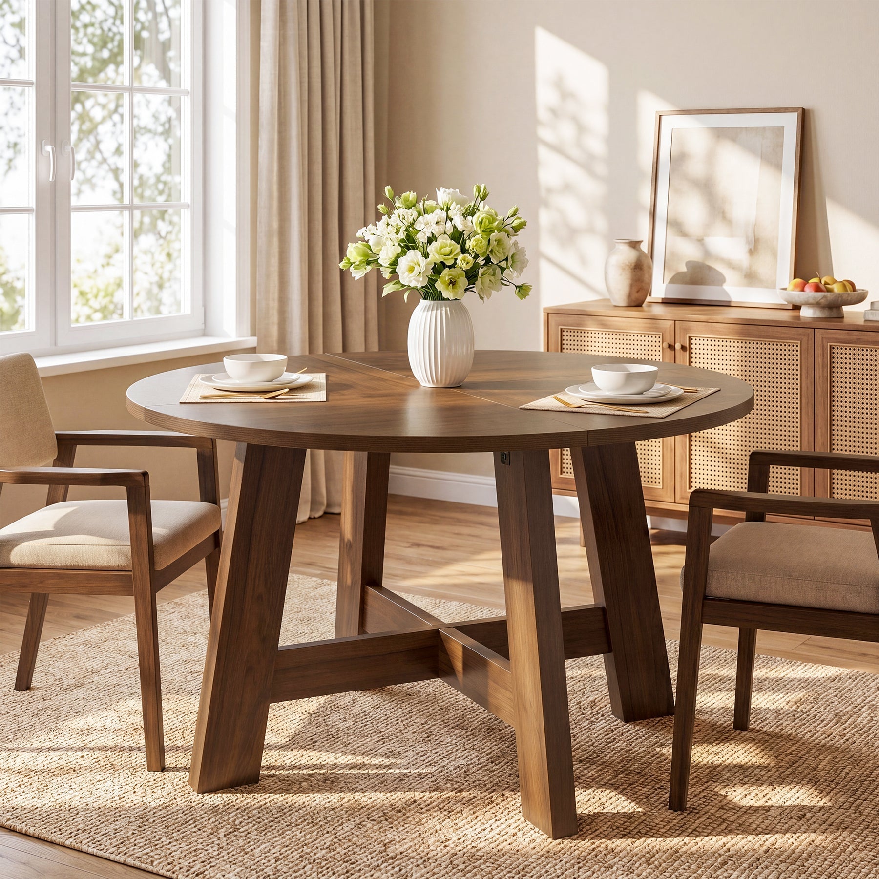 Tribesigns Table à manger de 118 cm avec traverse renforcée pour 4 à 6 personnes