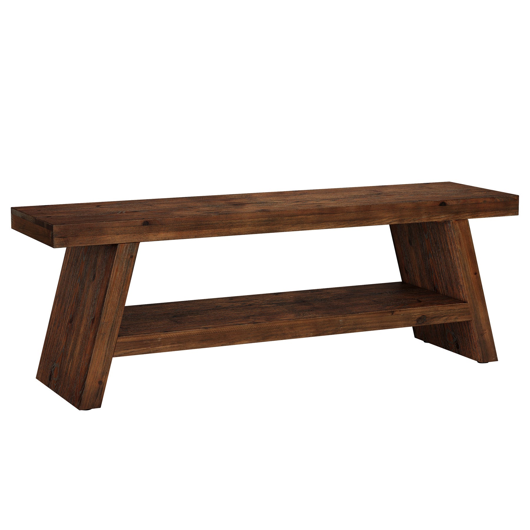 Tribesigns Banc en Bois Massif à 2 Niveaux avec Rangement à Chaussures, Style Rustique pour Entrée