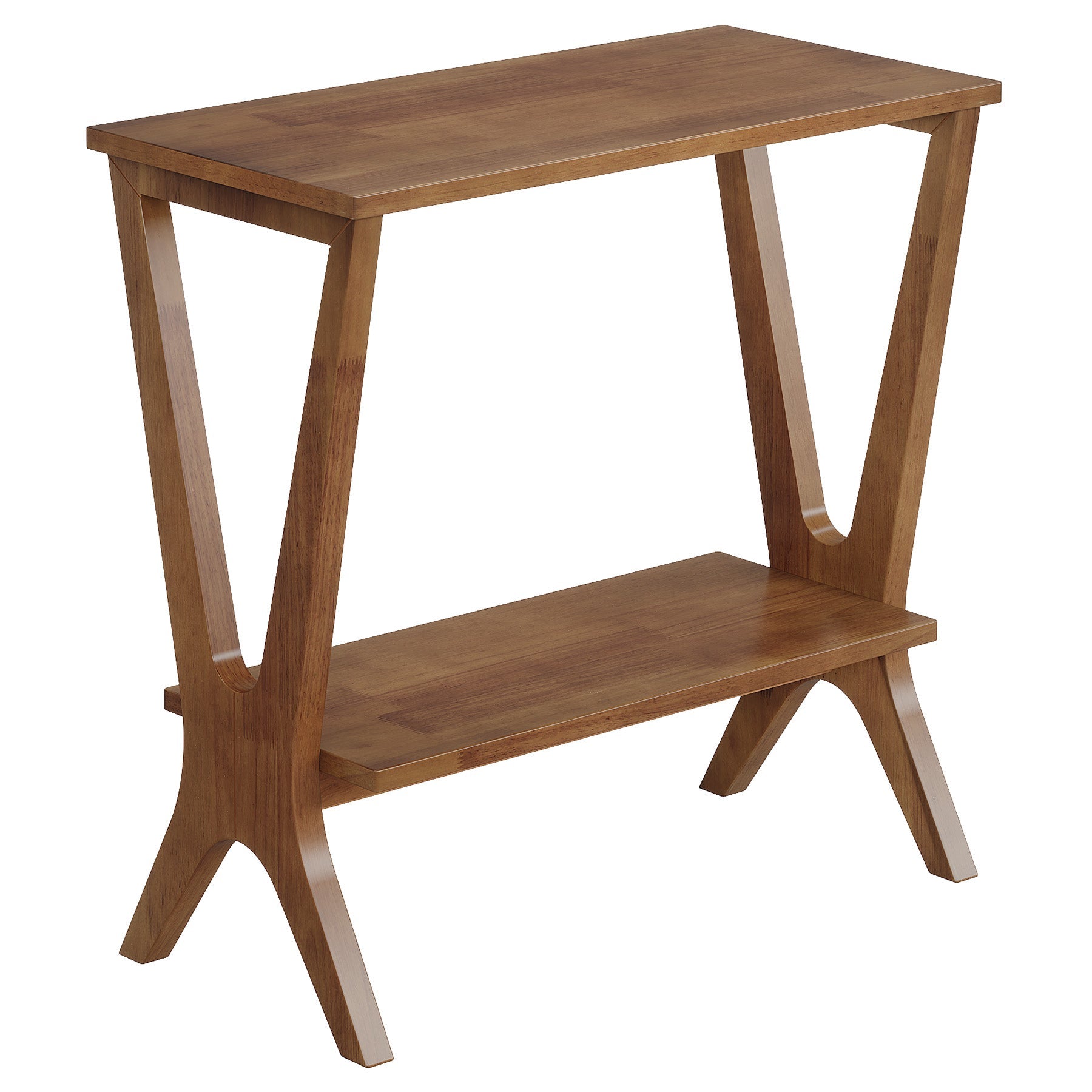 Tribesigns Table d’Appoint en Bois Massif à 2 Niveaux, Table de Chevet Étroite