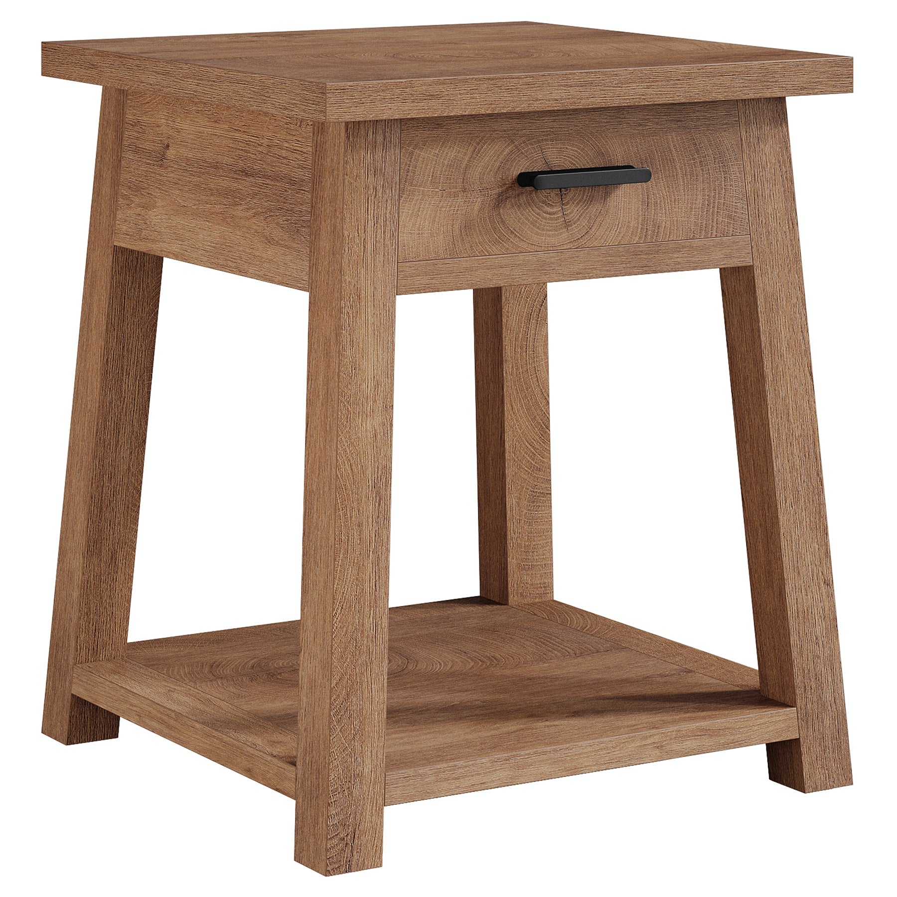 Table de chevet avec tiroir et étagère, Table d'appoint de style champêtre pour chambre et salon