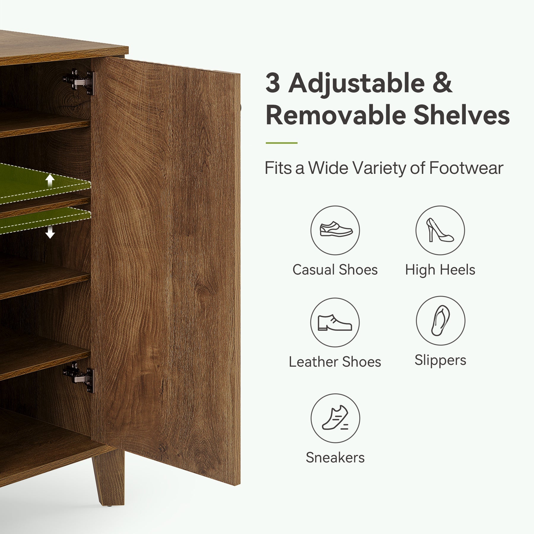 Tribesigns Meuble à chaussures 80 cm, Armoire à chaussures moderne à 5 niveaux avec portes et étagères réglables
