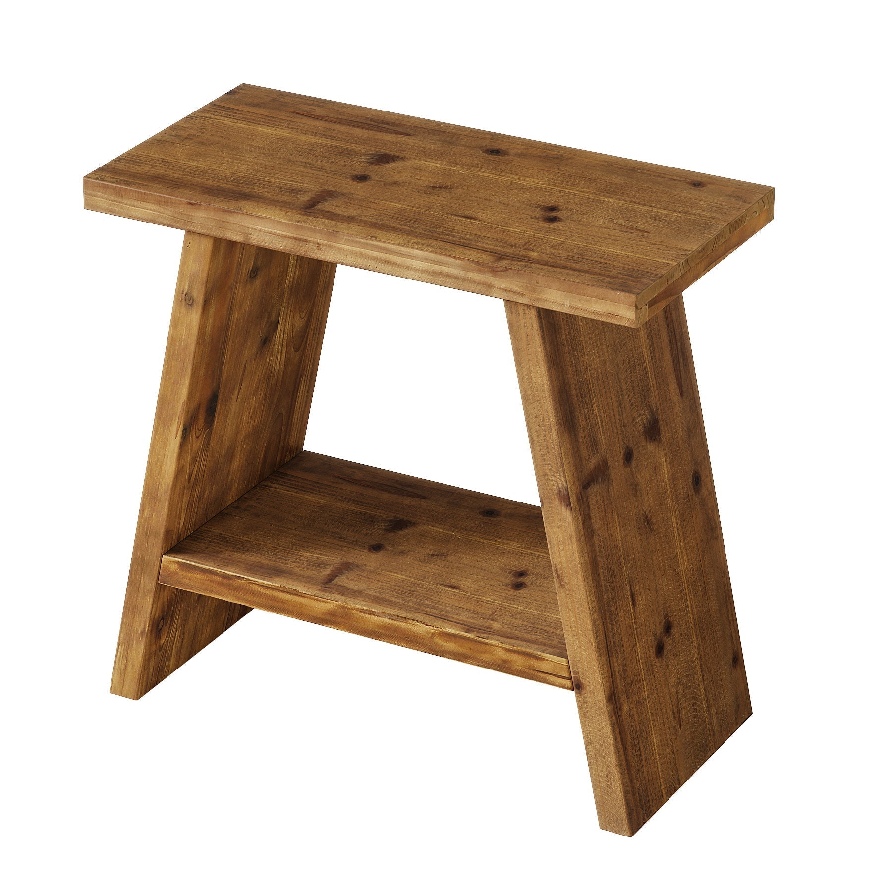 Table d'appoint étroite en bois massif (60 x 30 cm) avec rangement à 2 niveaux, Style rustique, idéale pour le salon et la chambre