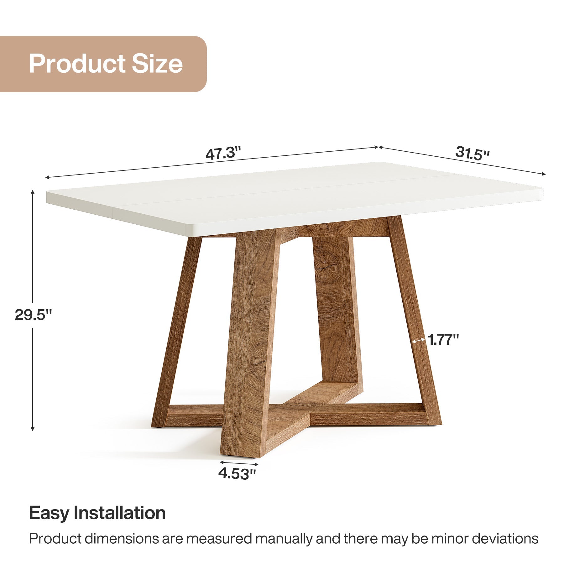 Tribesigns Table à Manger de 119 cm, Table de Cuisine Moderne avec Pieds en Bois