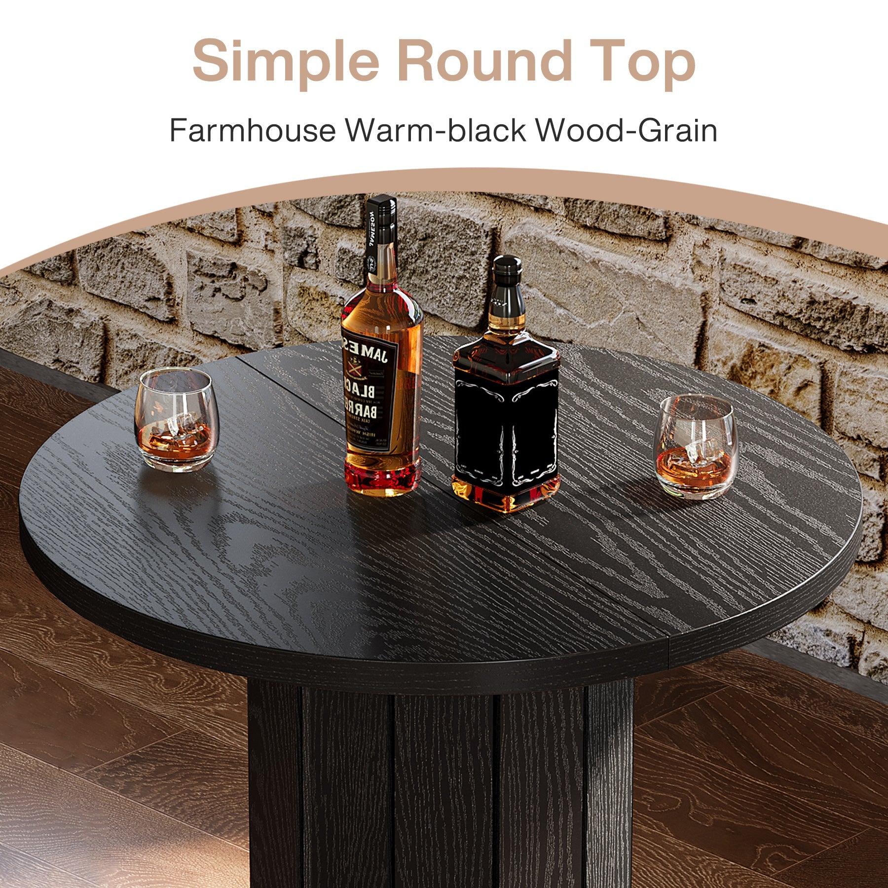 Tribesigns Table haute ronde de 100 cm de haut, Table de bistrot Plateau de table 80 x 80 cm