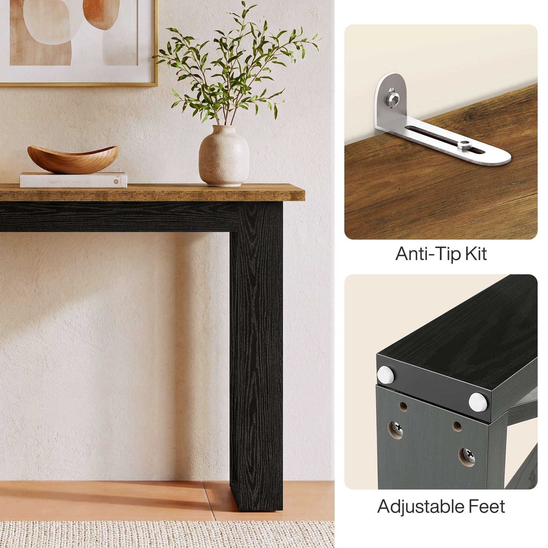 Tribesigns Console de 105 cm, table étroite derrière canapé avec pieds en X