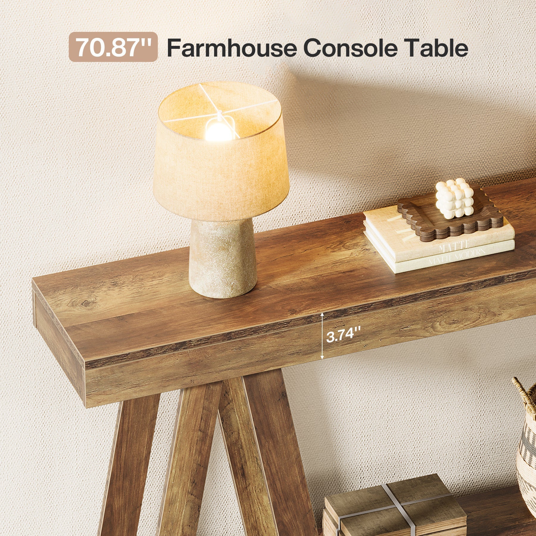 Tribesigns 180 cm Landelijke Consolle Tafel, Smalle Haltafel met 2 Niveaus