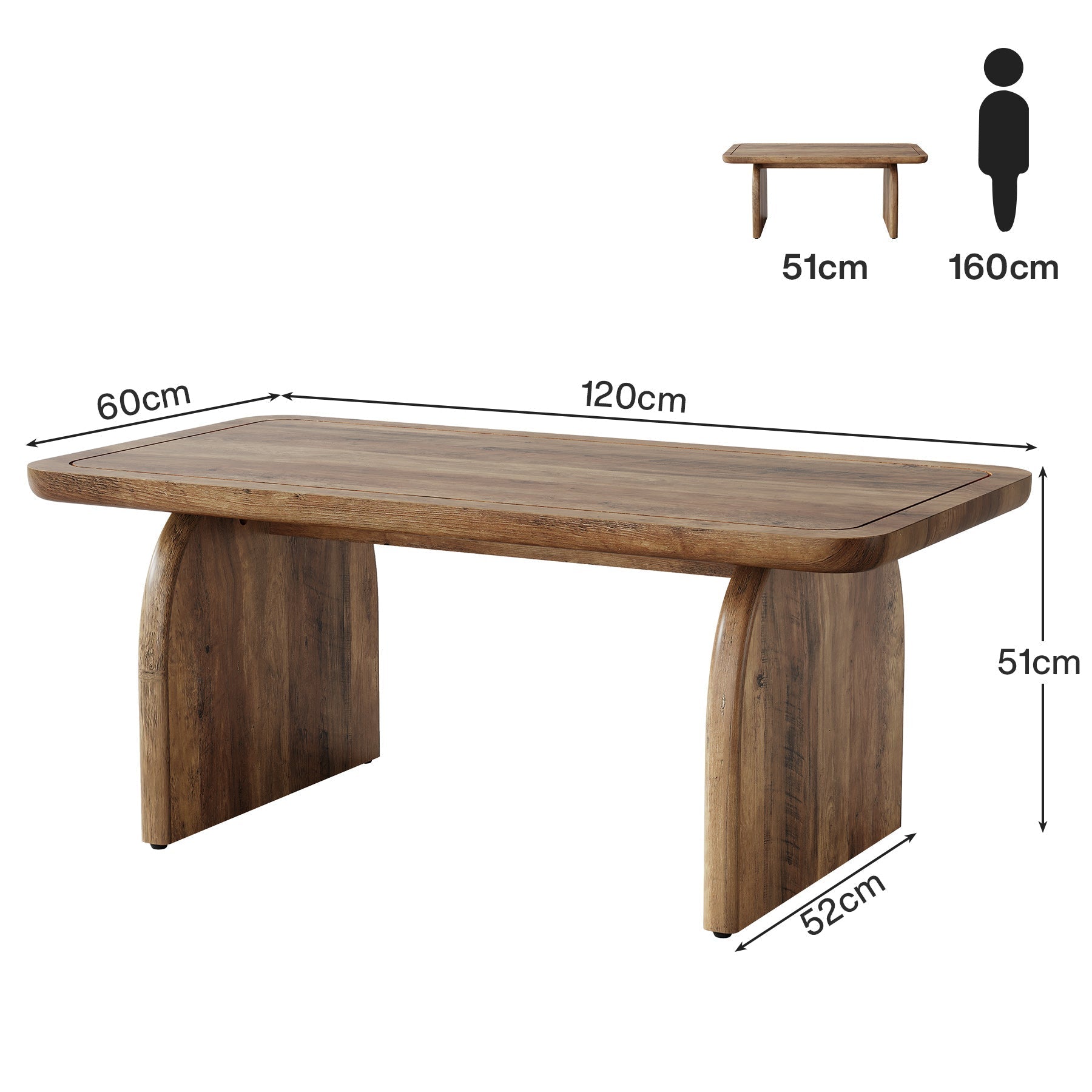 Tribesigns Salontafel 120 cm, Boerderij Stijl Salontafel theecocktailtafel