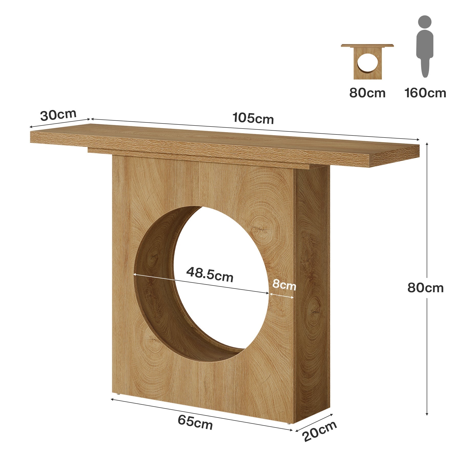 Tribesigns Console rustique de 105 cm avec design ajouré rond, Table d'entrée étroite pour salon