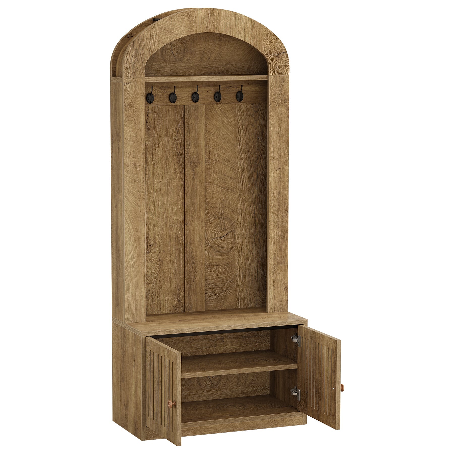Tribesigns Vestiaire d’Entrée 179 cm avec Banc et Rangement à Chaussures, Meuble 4-en-1