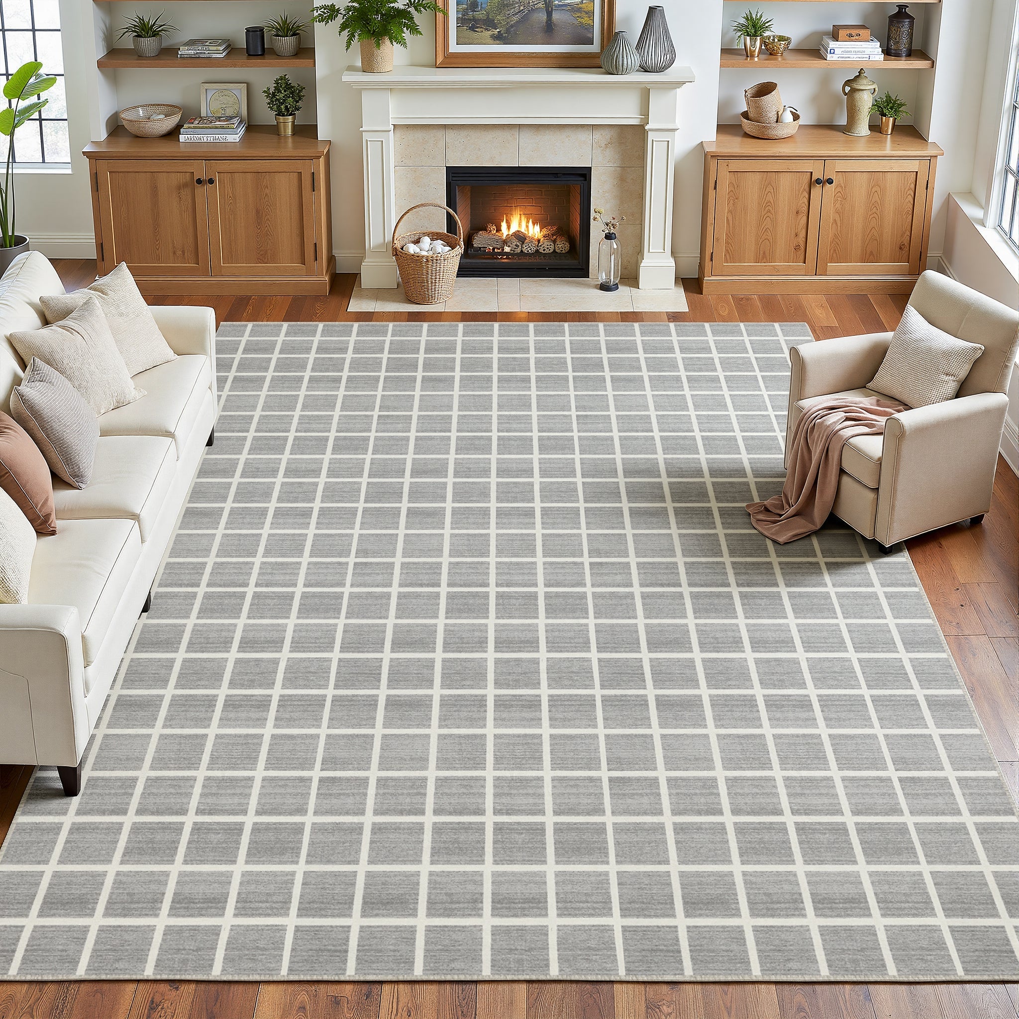 Tribesigns Tapis Moderne à Carreaux, Tapis Lavable à Damier, Doux et Antidérapant pour Salon, Certifié OEKO-TEX
