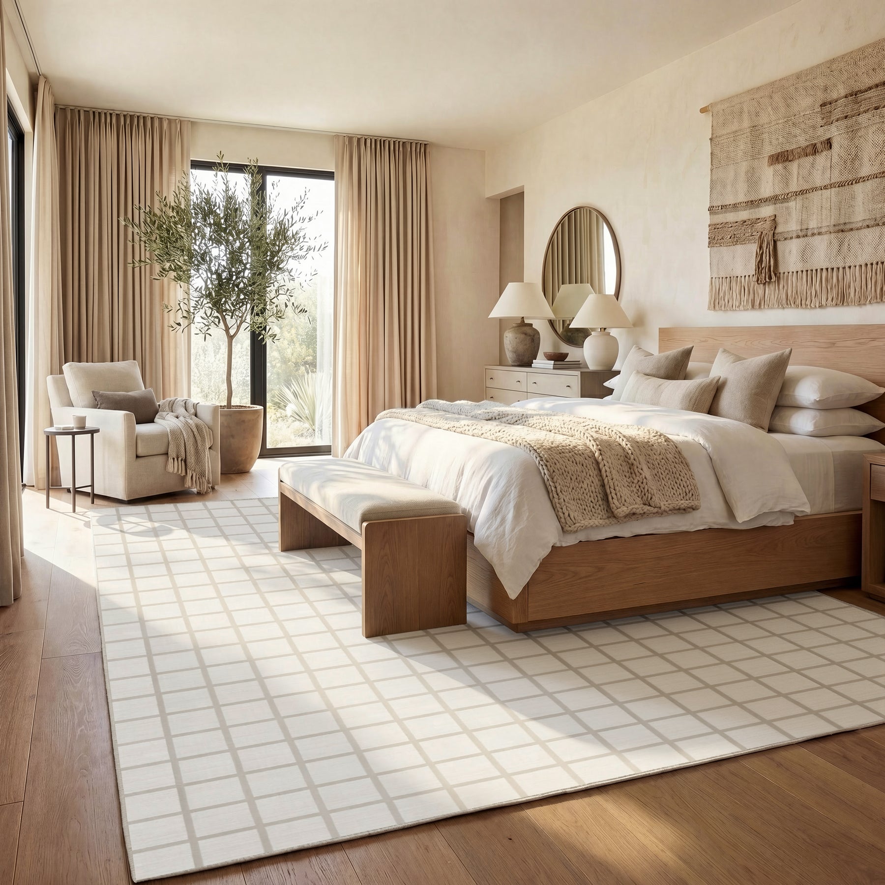 Tribesigns Tapis Moderne à Carreaux, Tapis Lavable à Damier, Doux et Antidérapant pour Salon, Certifié OEKO-TEX