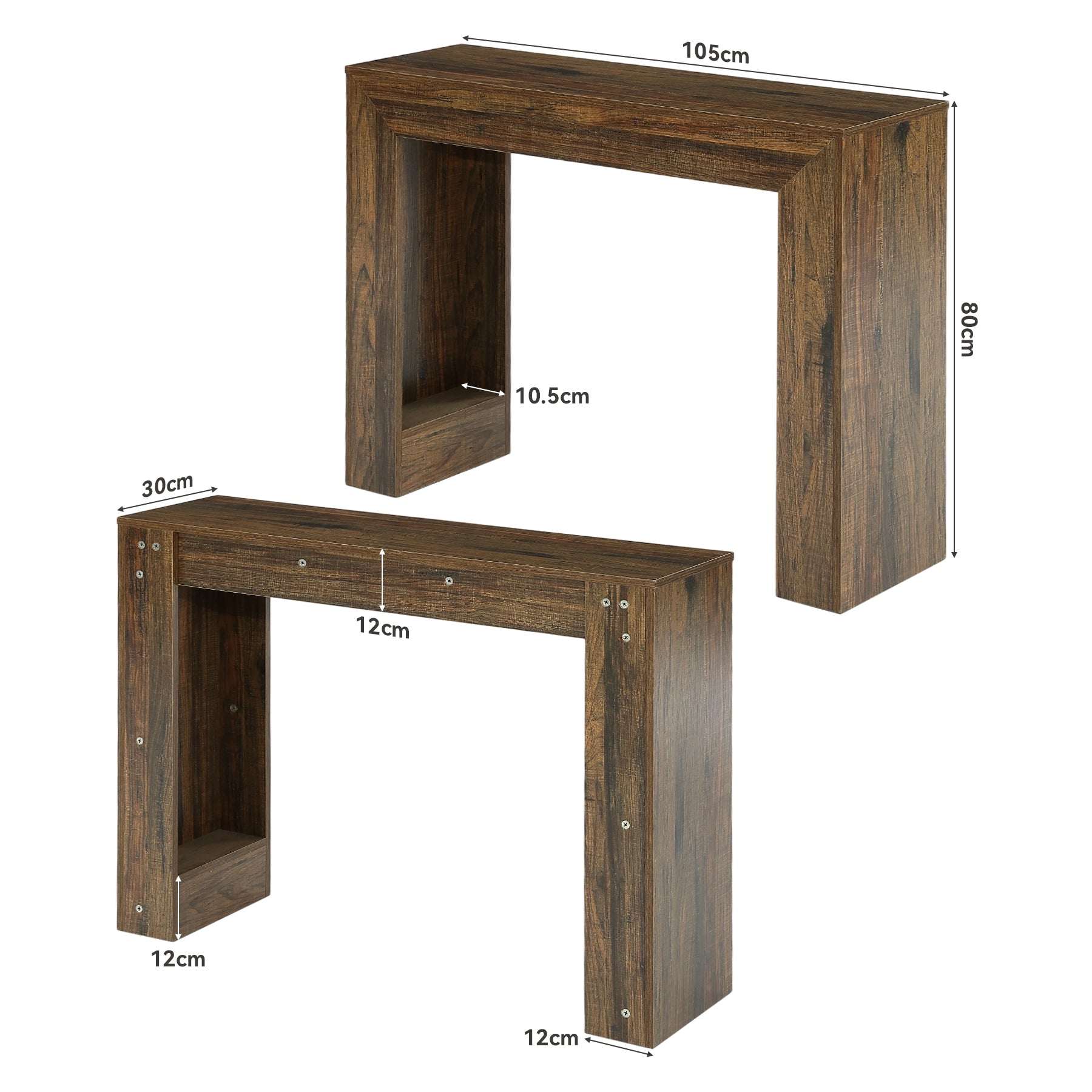 Tribesigns Smalle wandtafel van 105 cm, houtlook, stabiele consoletafel met dubbele poot voor hal en woonkamer